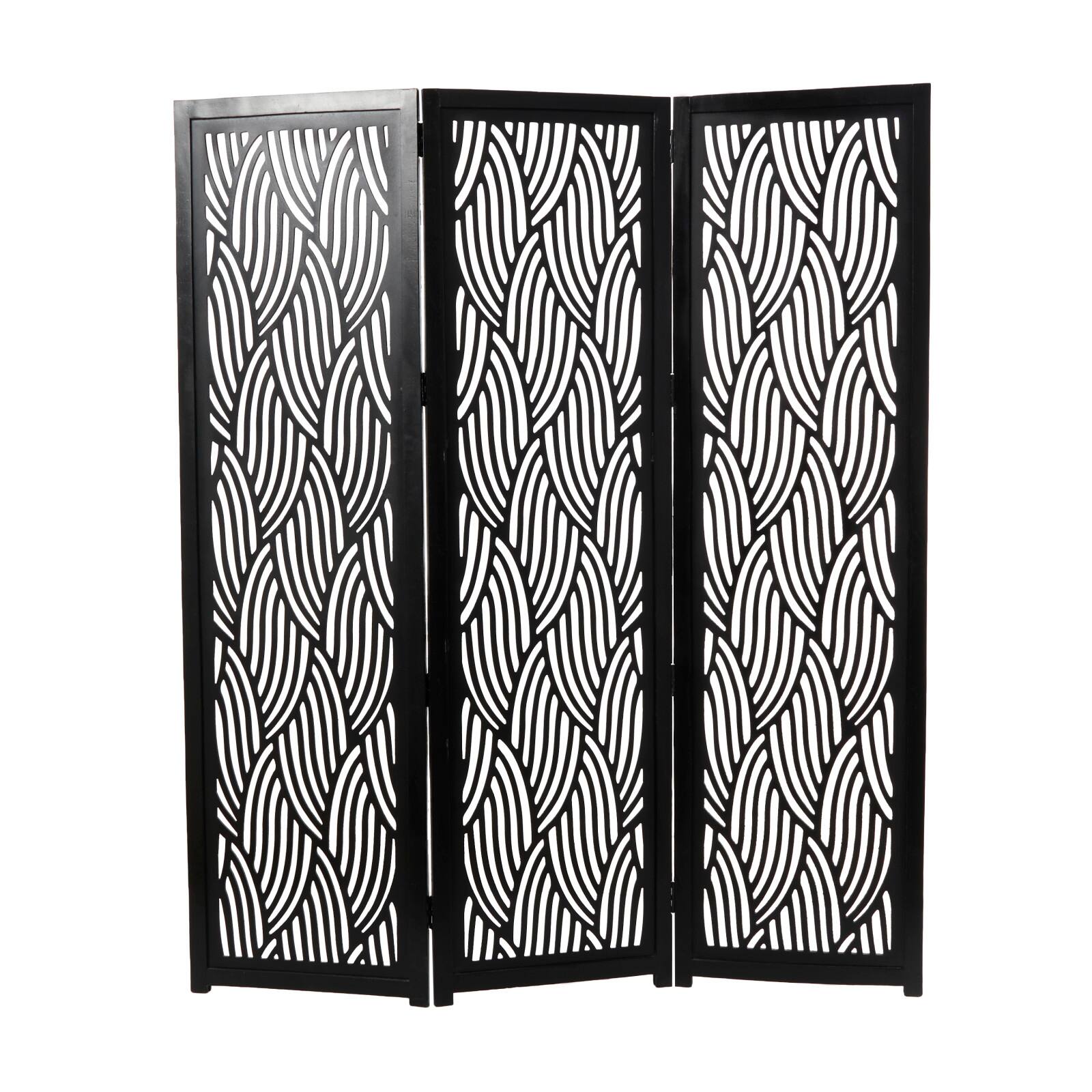 6.6ft. Black Wooden 3 Panel Room Divider Screen