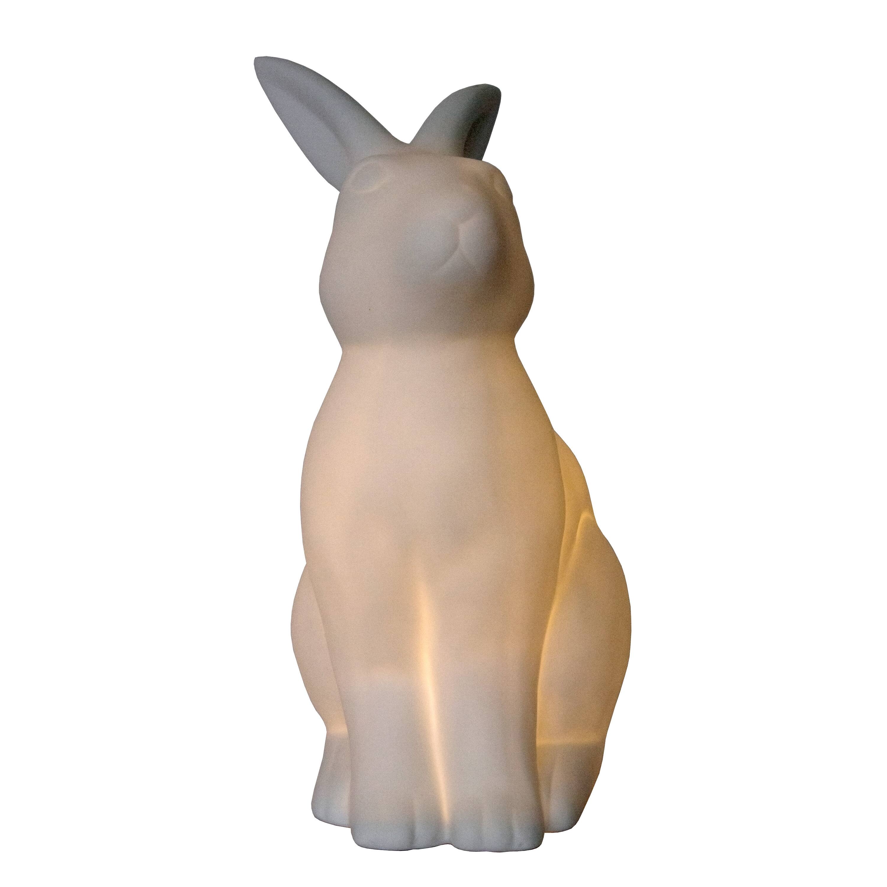 Simple Designs Porcelain Bunny Rabbit Shaped Animal Light Table Lamp