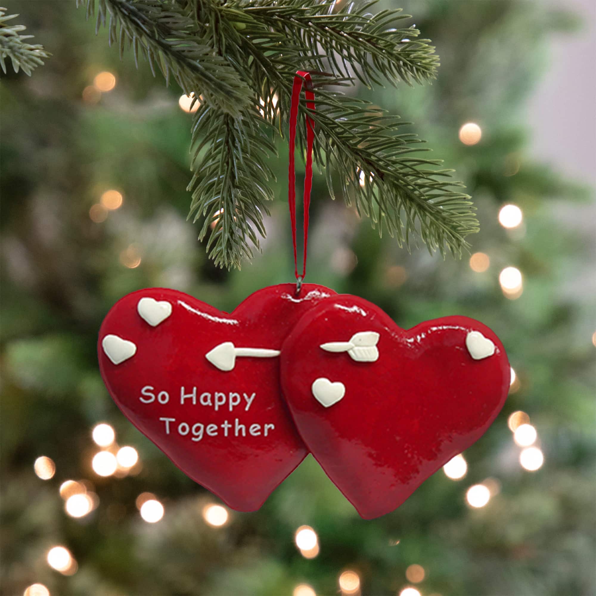 4.25" Red & White So Happy Together Hearts Valentine's Day Ornaments, 24ct.