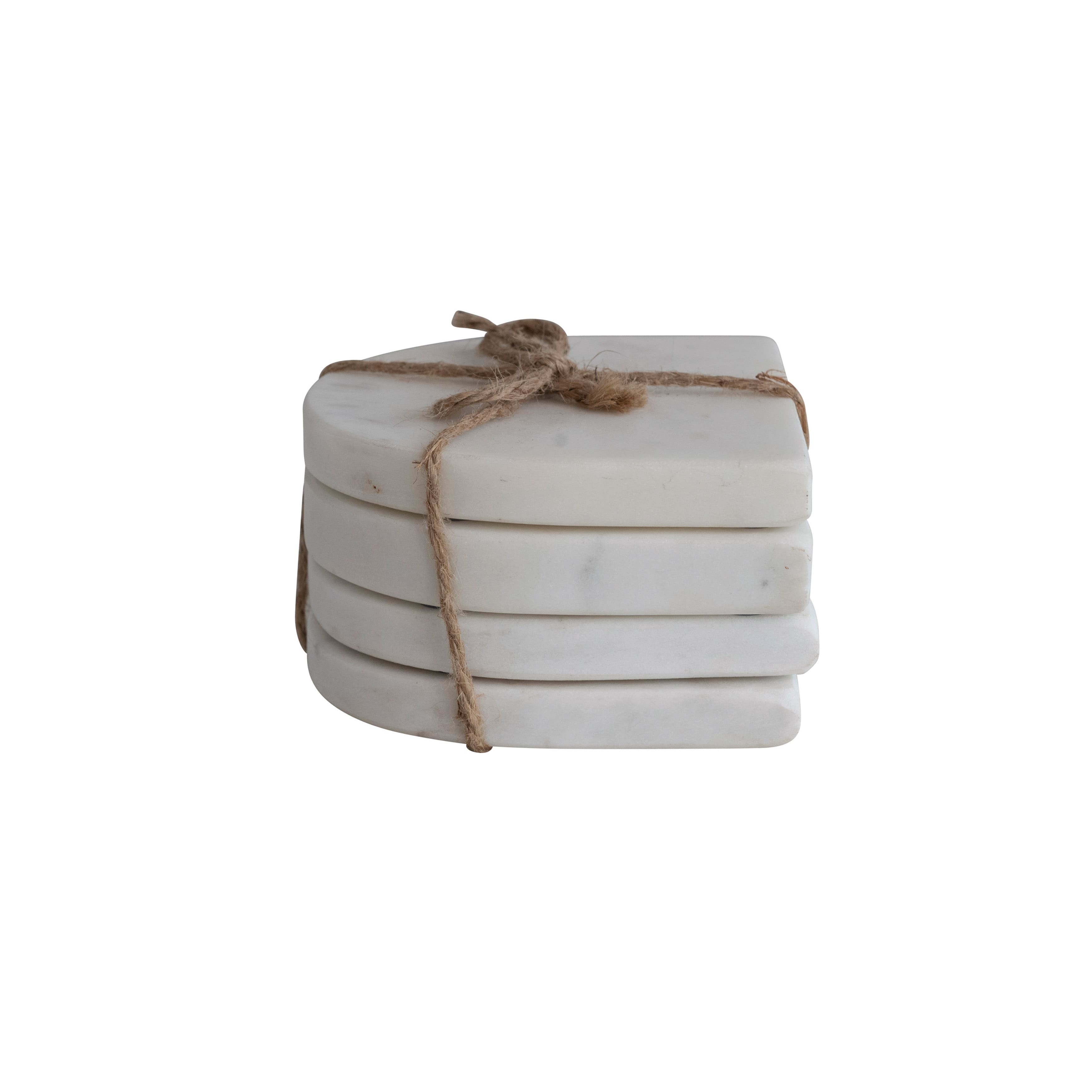 White Modern Arched Marble Coaster Set