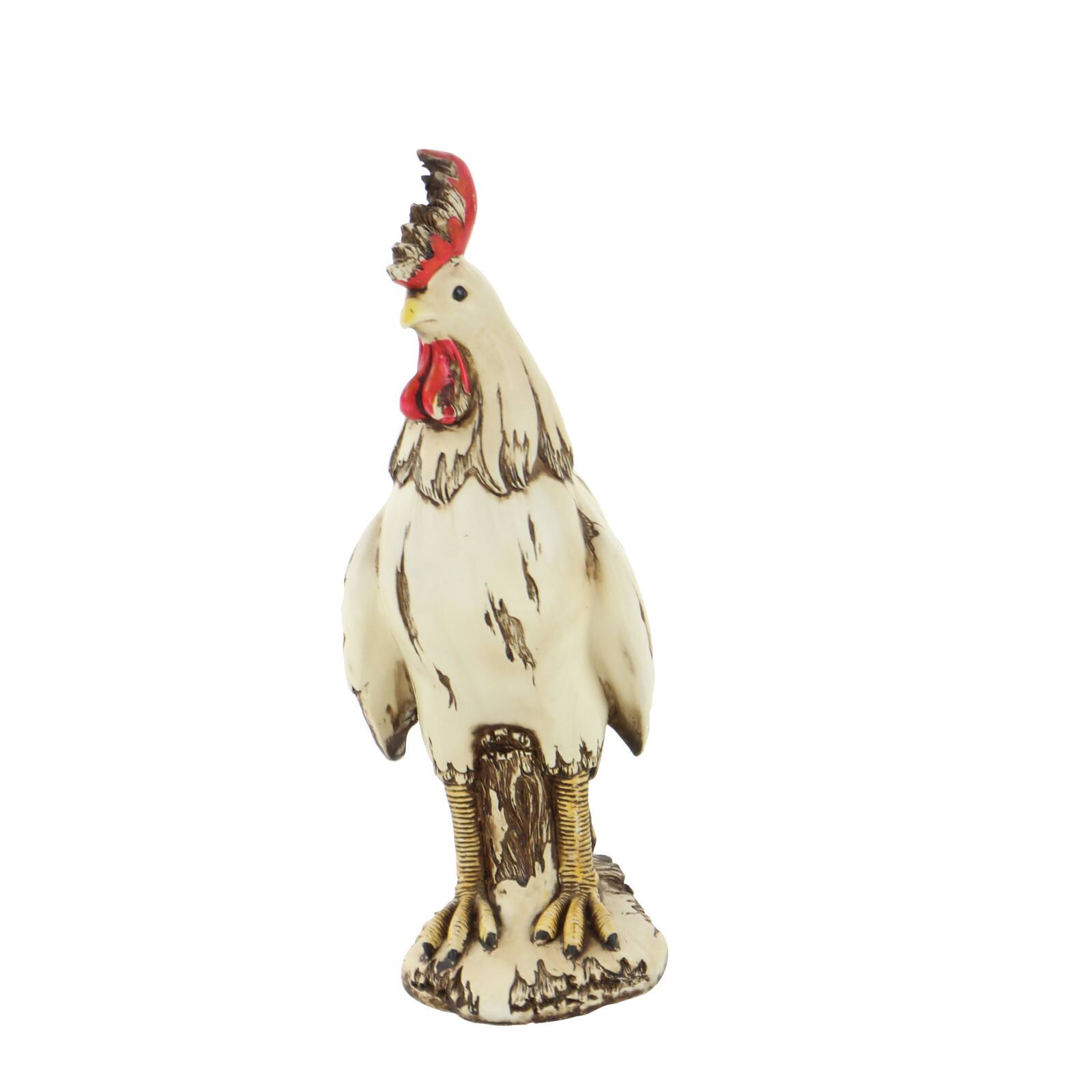 15&#x22; White Rooster Garden Sculpture