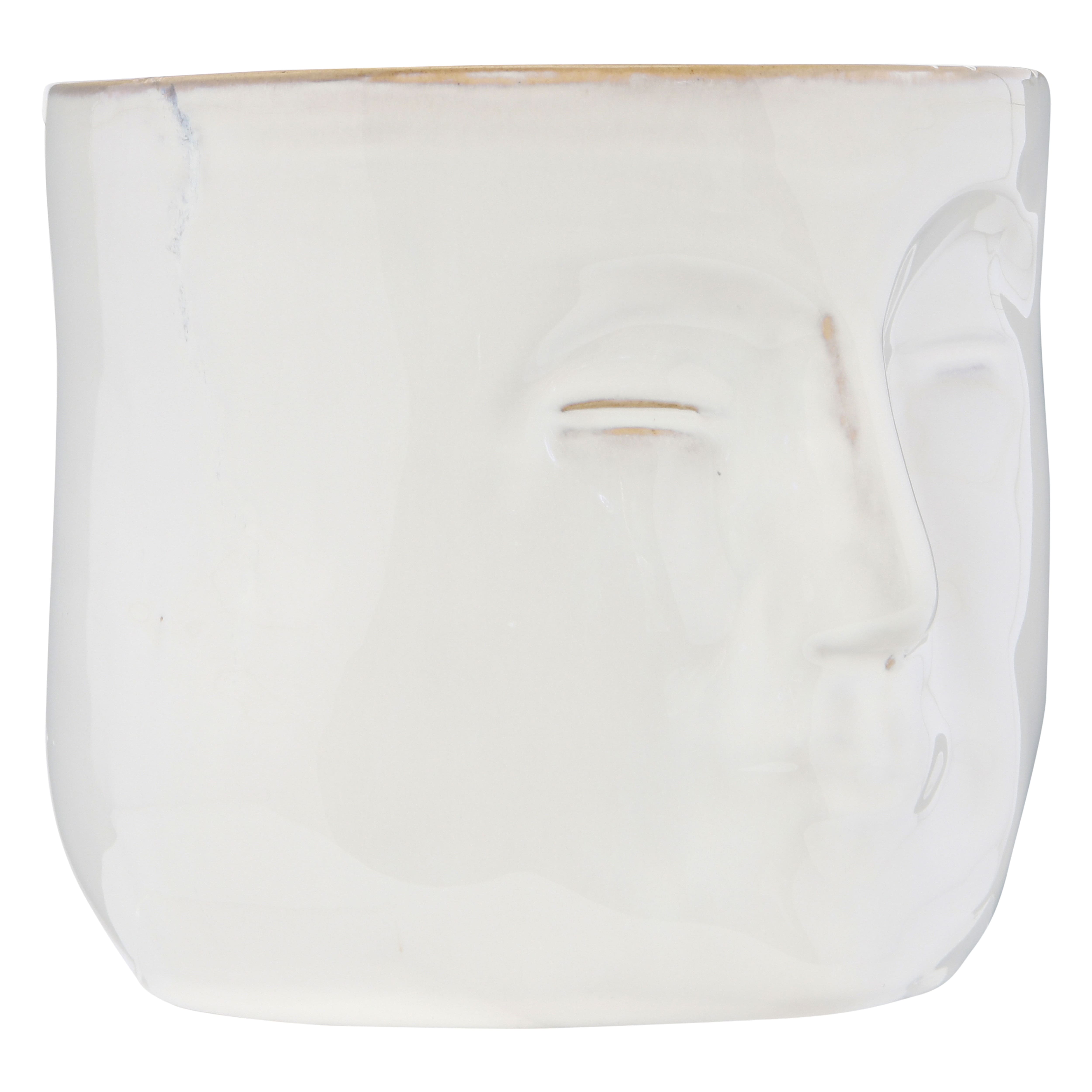 Hello Honey® 7" White Stoneware Planter with Face