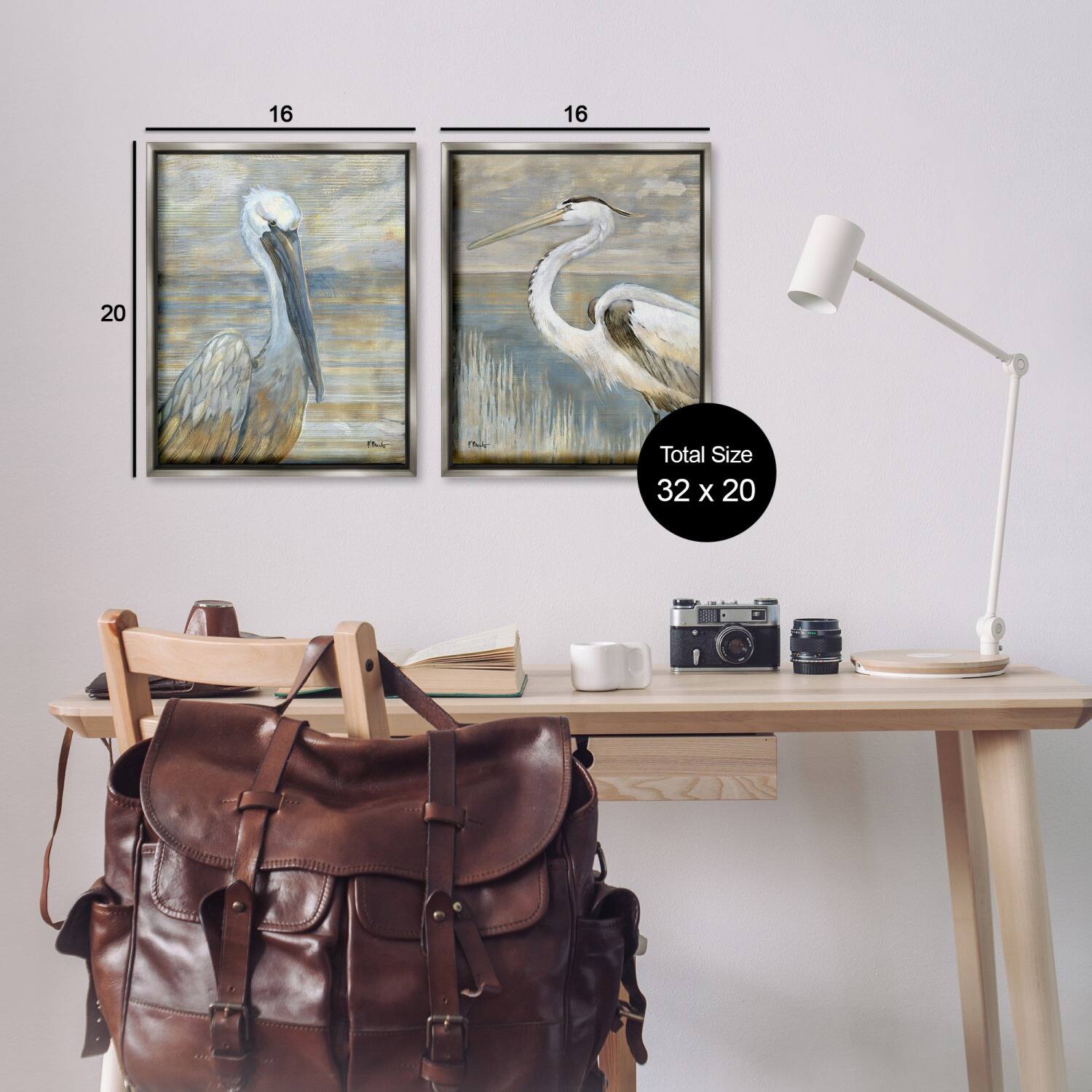 Stupell Industries Sea Birds Abstract Beach Floater Framed Art Set