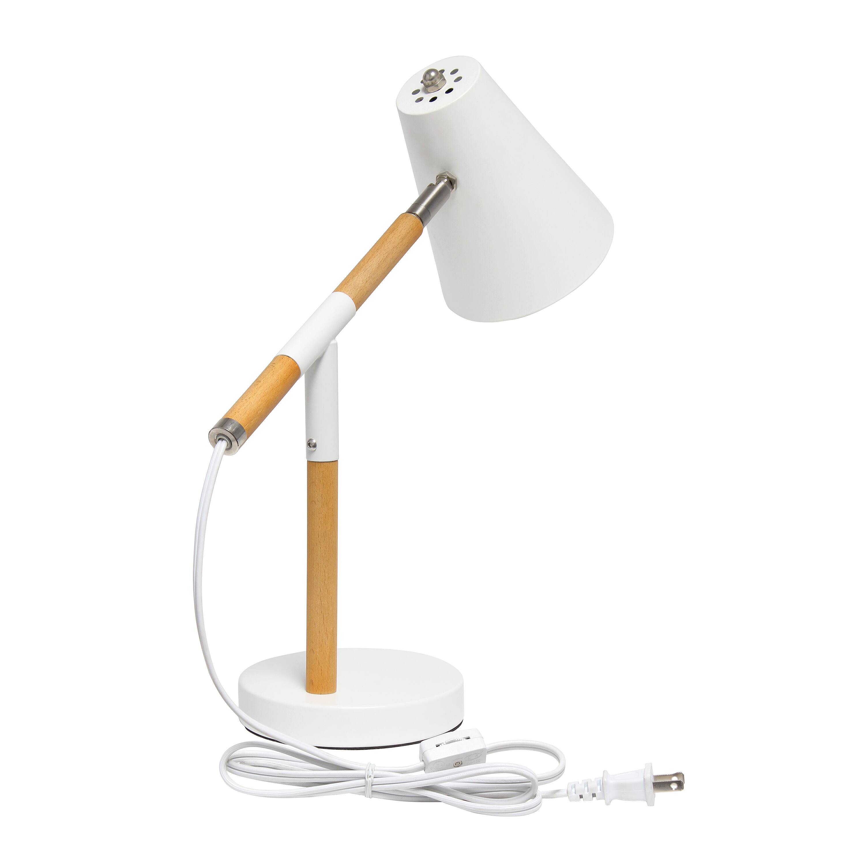 Simple Designs 16.7&#x22; Wooden Pivot Desk Lamp