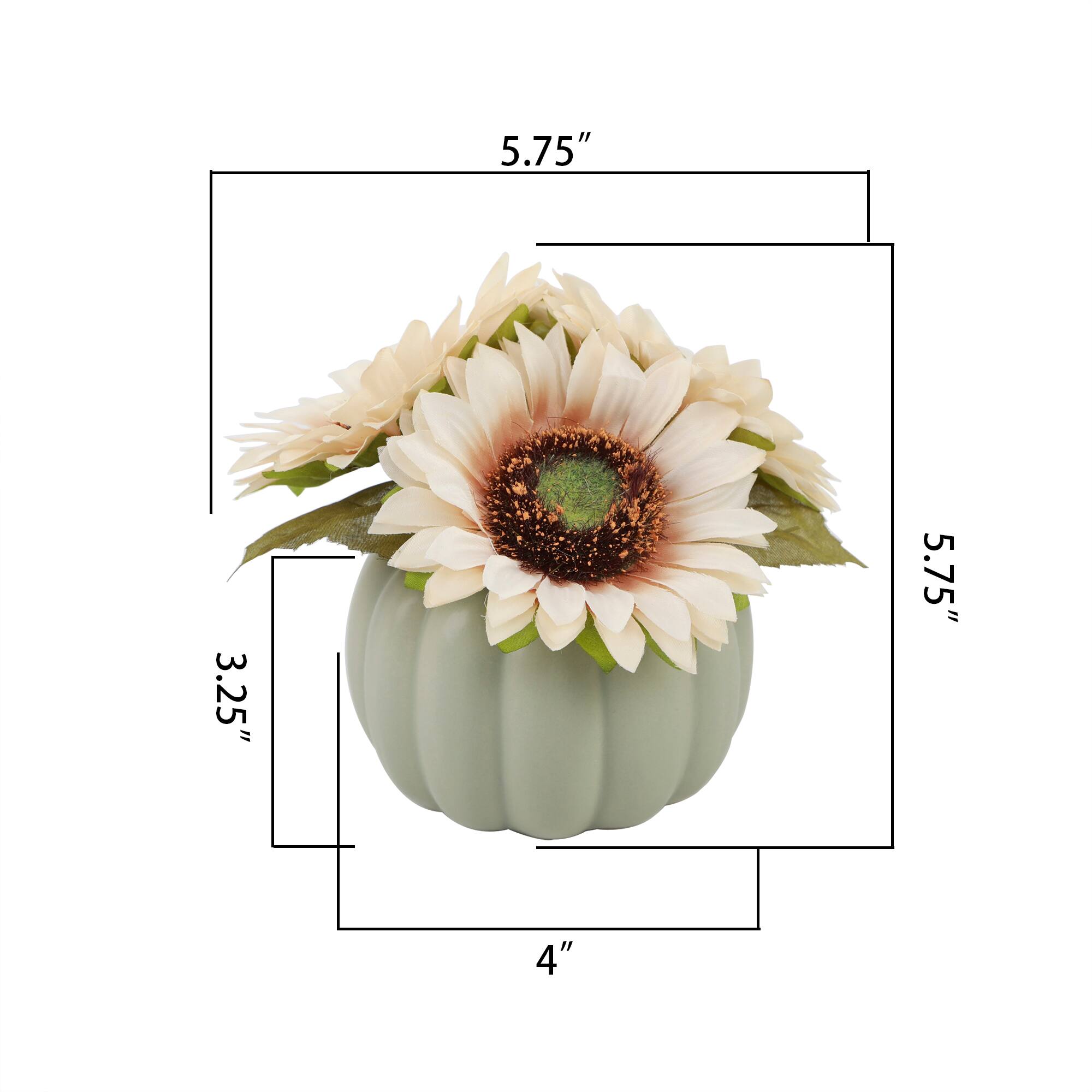 Flora Bunda&#xAE; Sunflowers in Sage Ceramic Pumpkin