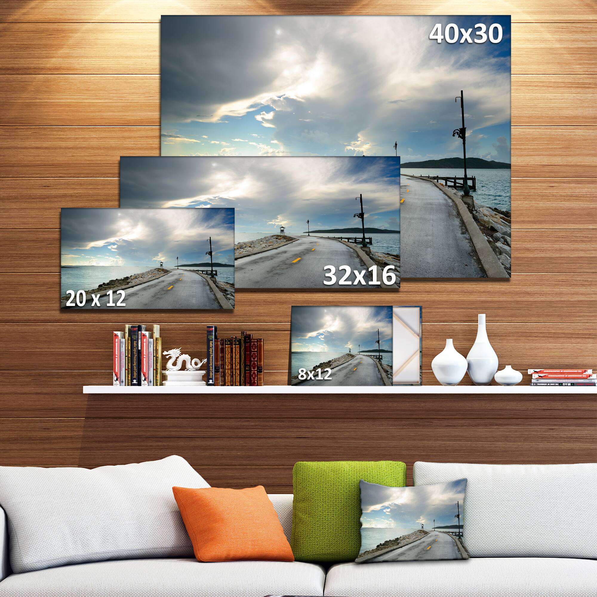 Designart - Vintage Pathway into the Ocean - Sea Bridge Canvas Art Print