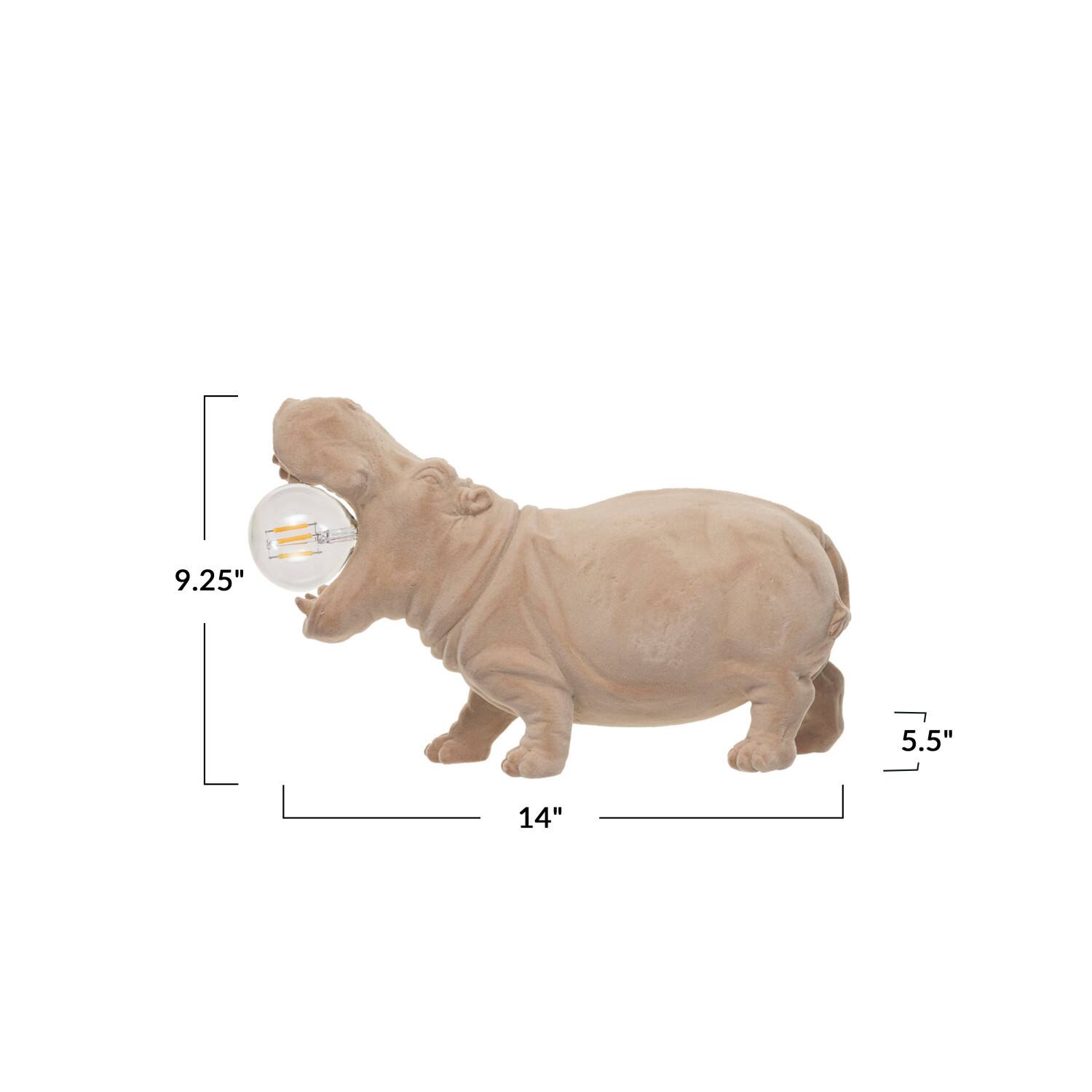 Hello Honey&#xAE; 14&#x22; Blush Flocked Hippo Table Lamp