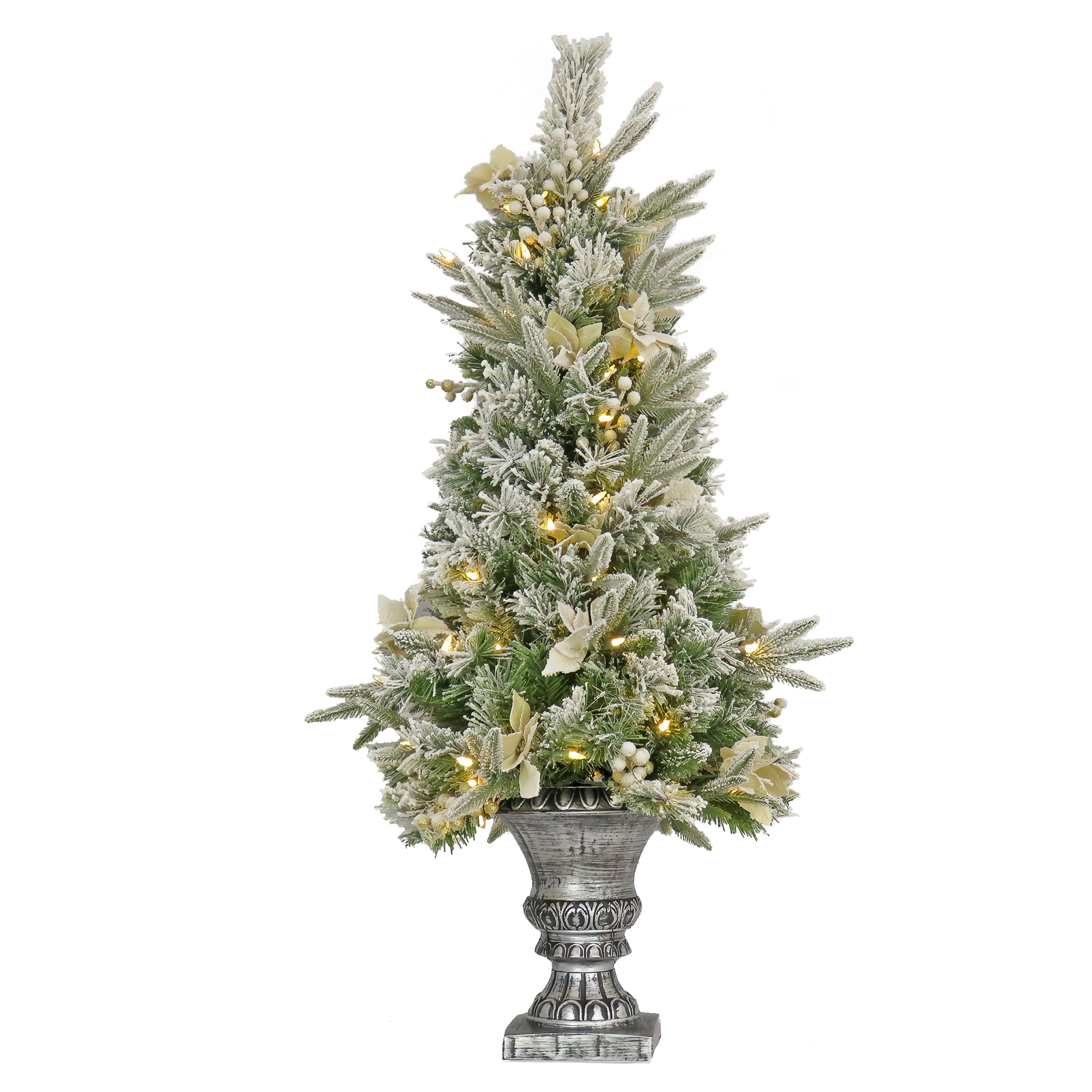4ft. Pre-Lit Frosted Colonial Fir Artificial Christmas Entrance Tree, Warm White LED Lights