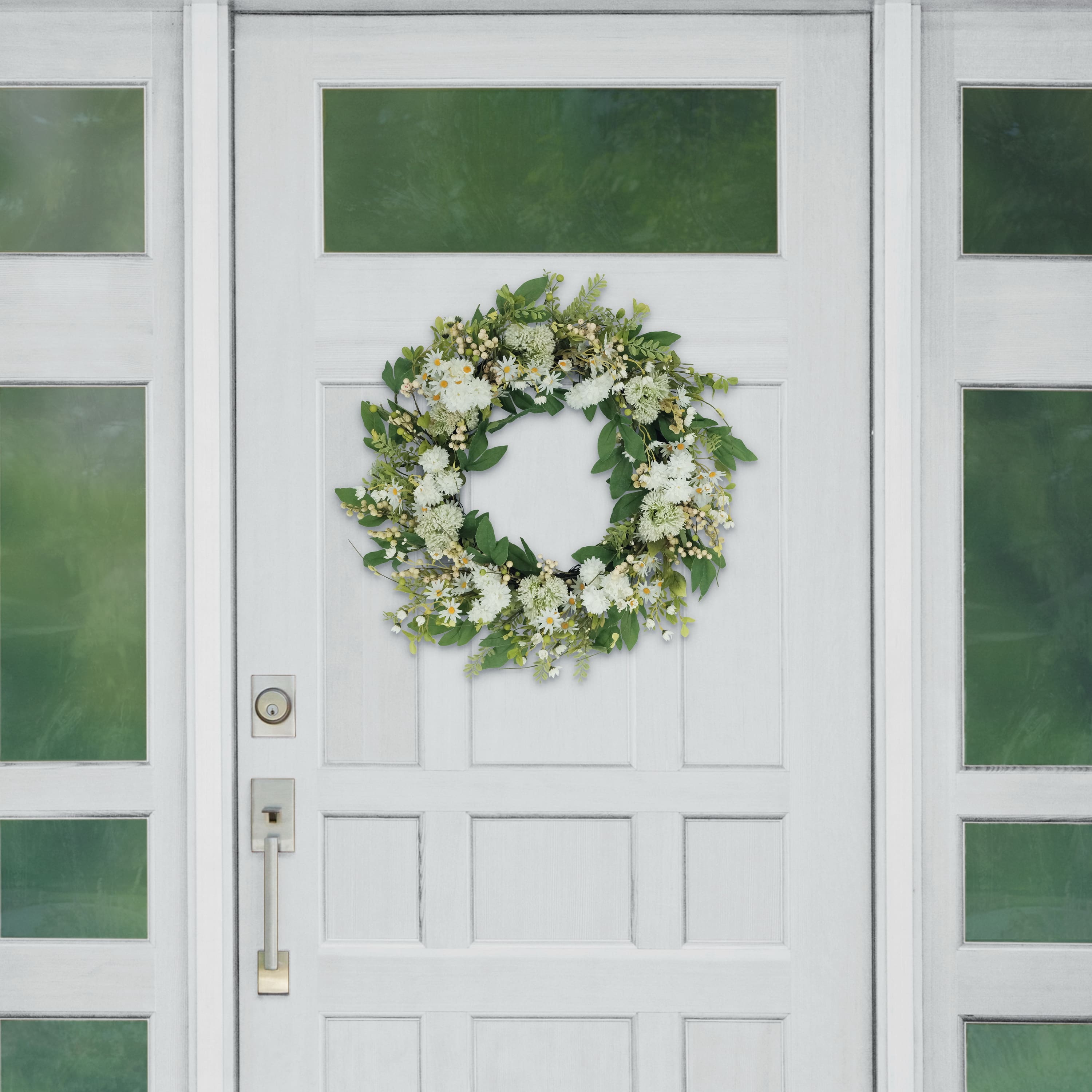 6 Pack: 30&#x22; White Mum &#x26; Daisy Floral Spring Wreath