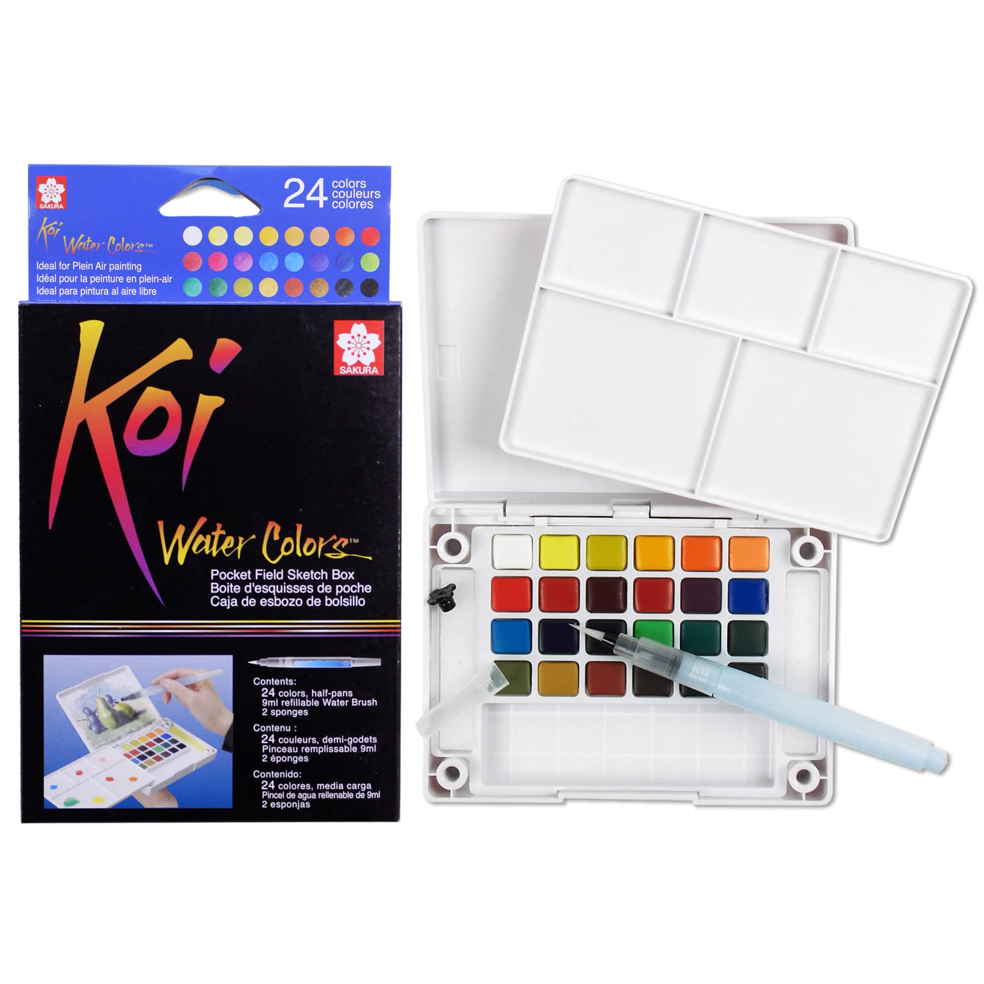 Koi® Water Colors™ Pocket Field Sketch Box, 24 Colors