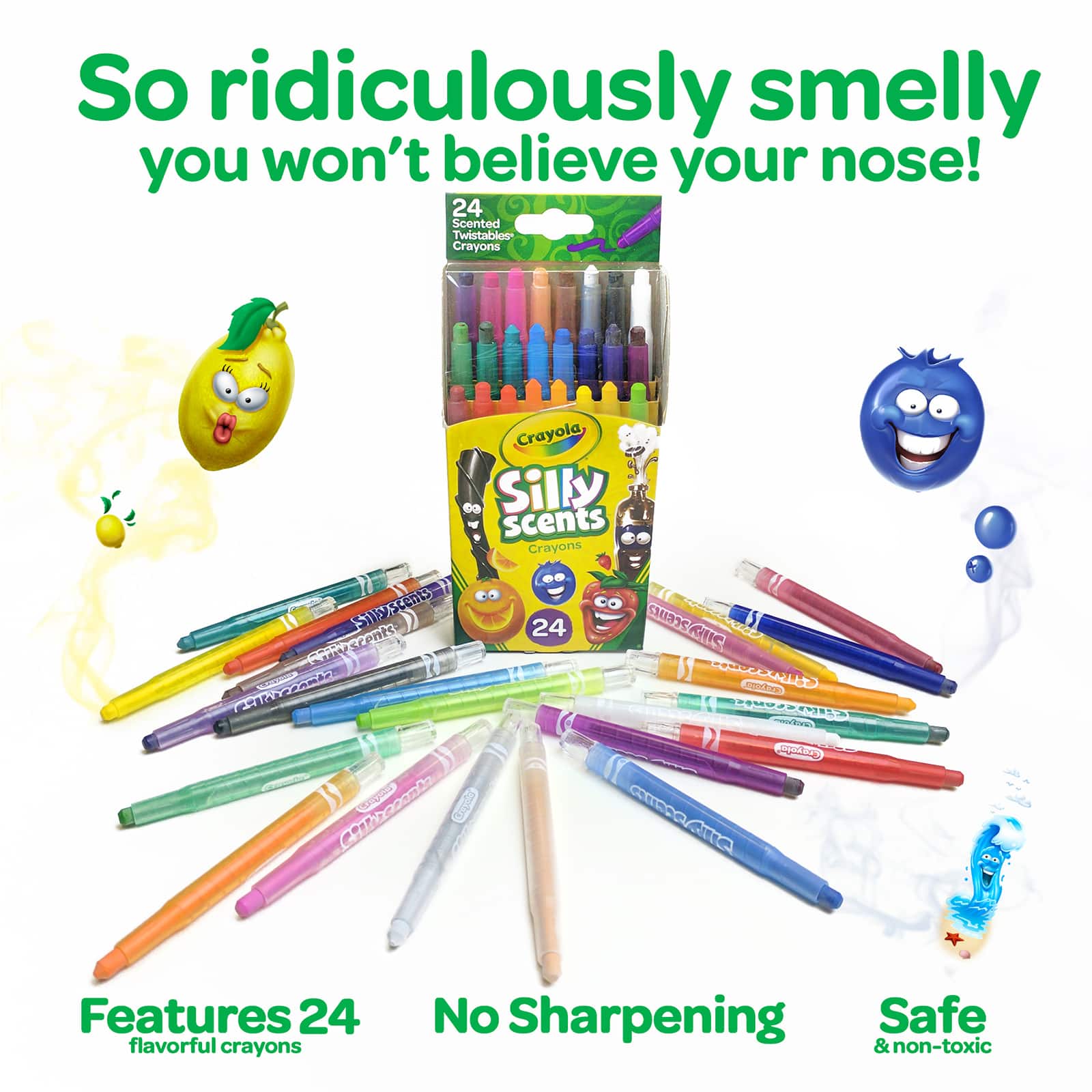  Crayola Silly Scents Twistable Crayons, Set of 24 :  Learning: Supplies