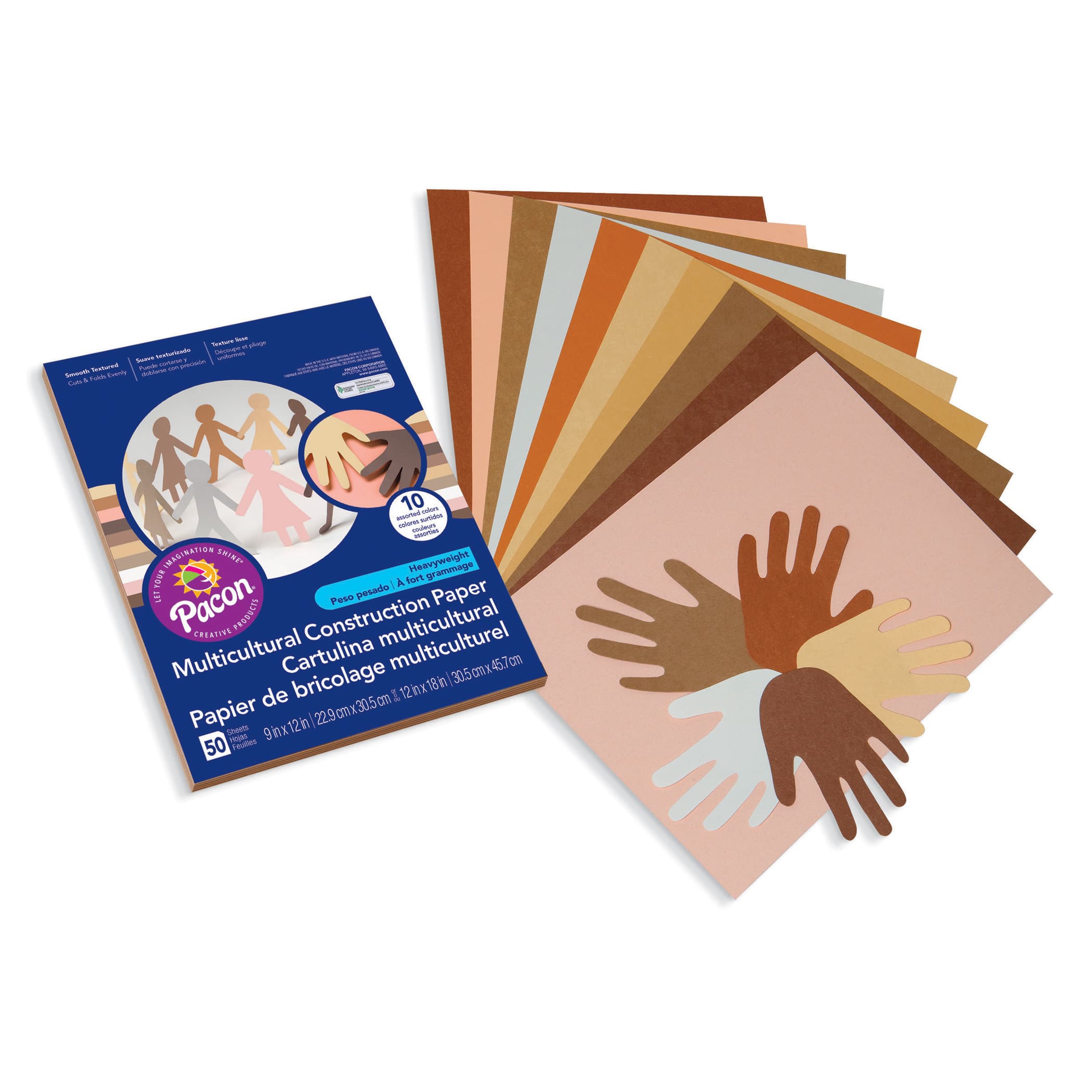 5 Packs: 10 Packs 50 ct. (2,500 total) Pacon&#xAE; 9&#x22; x 12&#x22; Assorted Multicultural Construction Paper