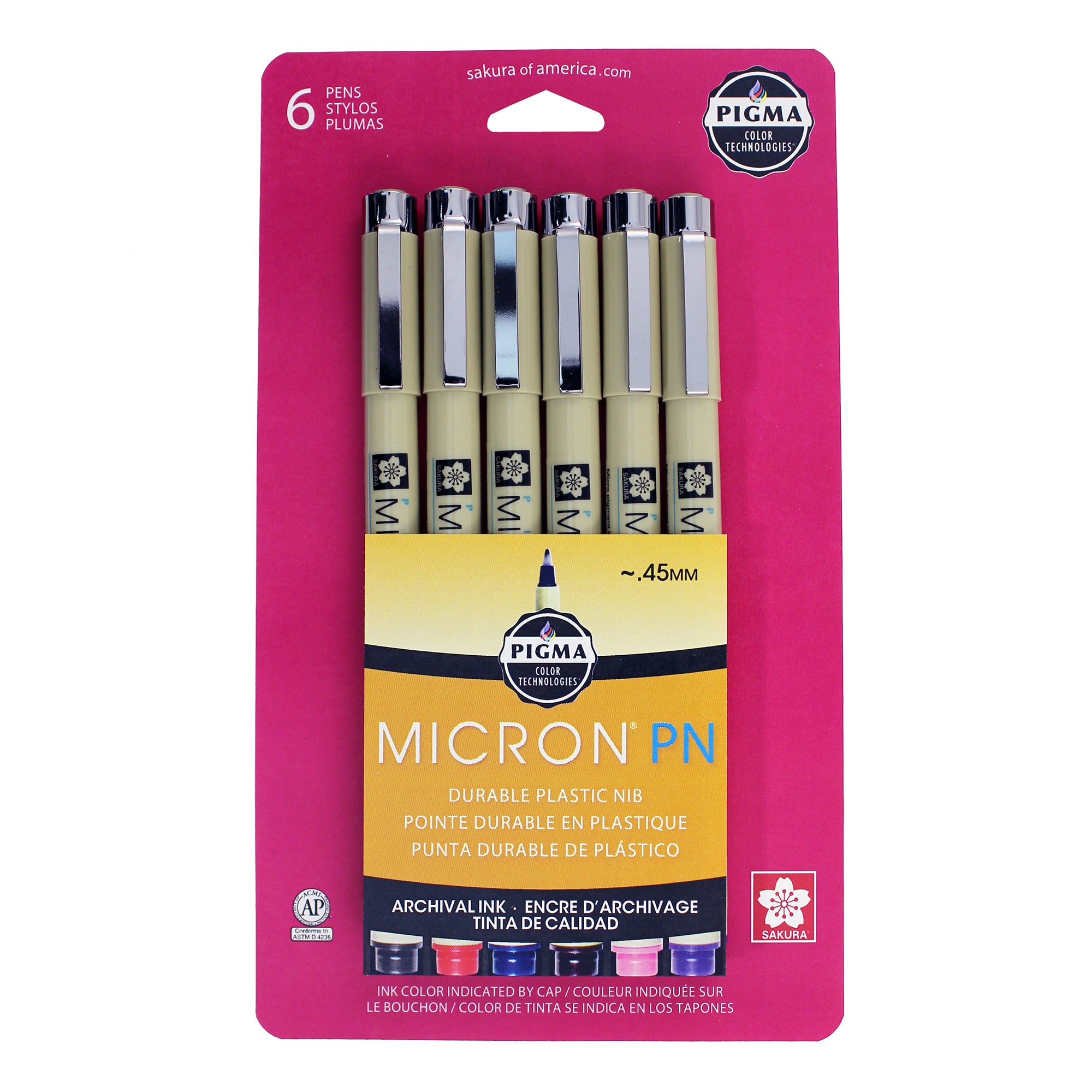 Pigma&#xAE; Micron&#x2122; PN Durable Plastic Nib Pen 6 Color Set