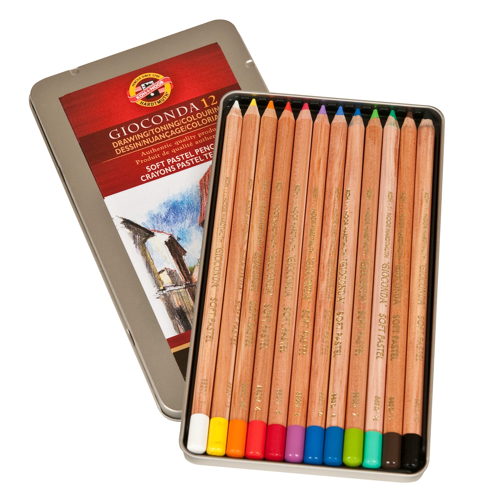 Koh I Noor Gioconda Soft Pastel Pencils Tin of 12 - Pencils4artists