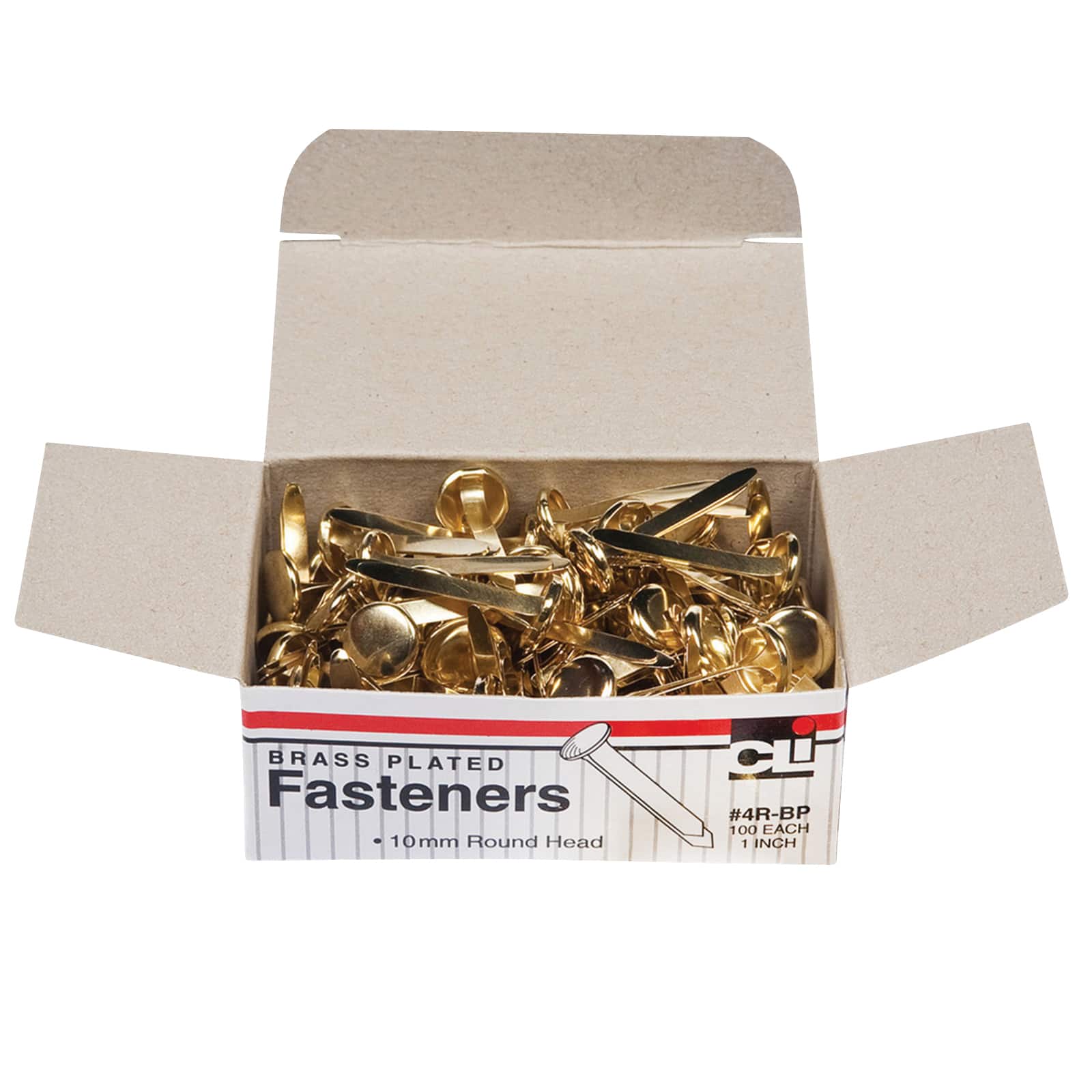 Brass-Plated 1 Inch Paper Fasteners, 10 Boxes