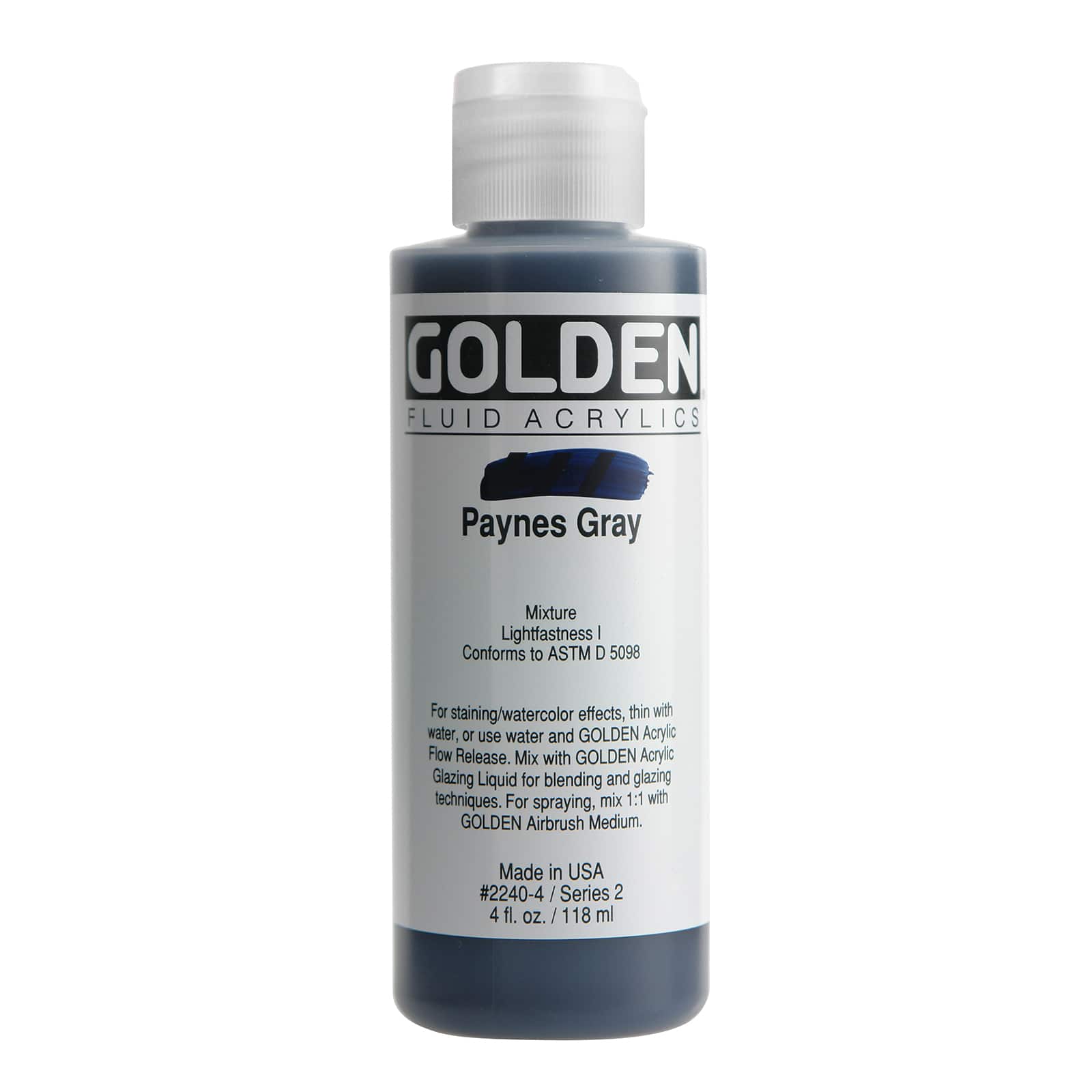 Golden Fluid Acrylics, 4 oz Paint in Paynes Gray