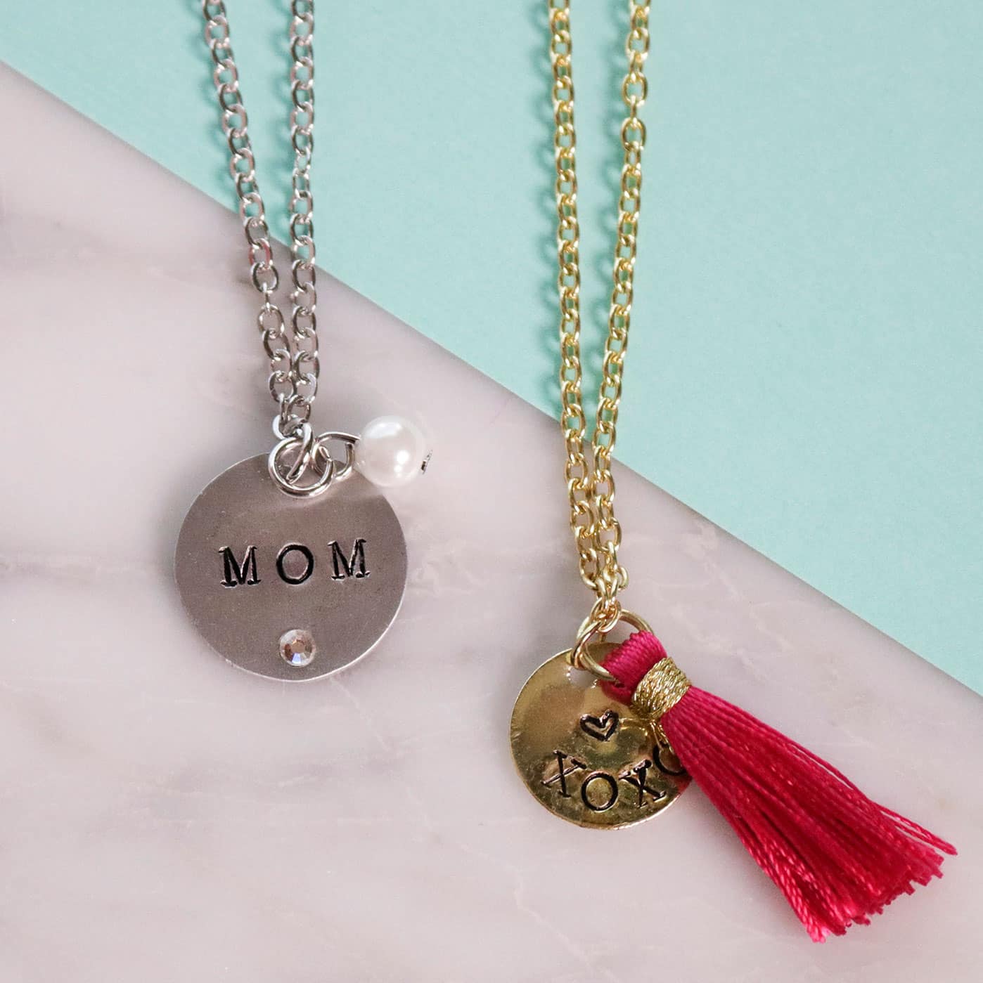 Metal Stamped &#x22;XOXO&#x22; Gold Necklace