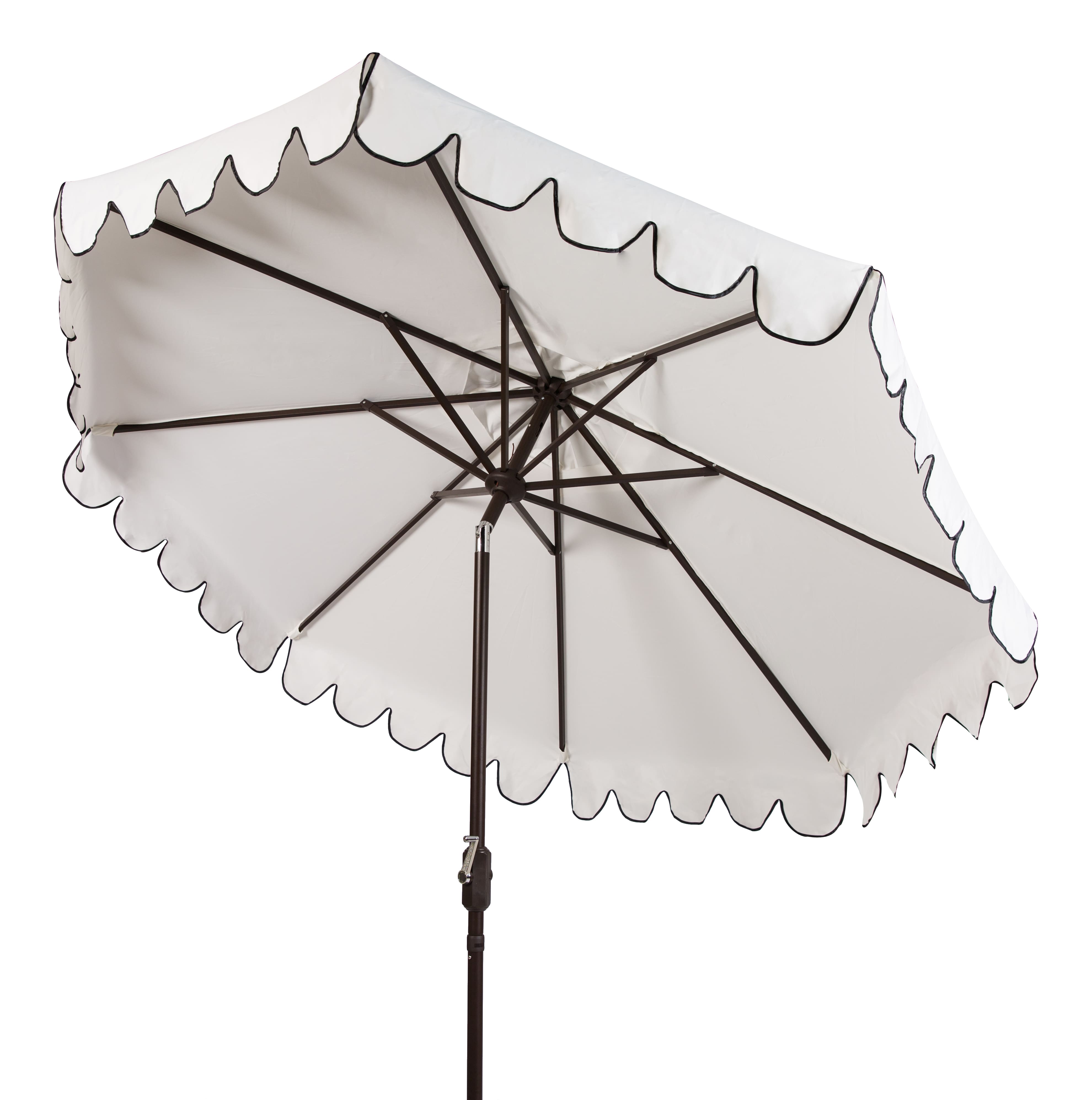Dorinda 9Ft Crank Umbrella in White &#x26; Black