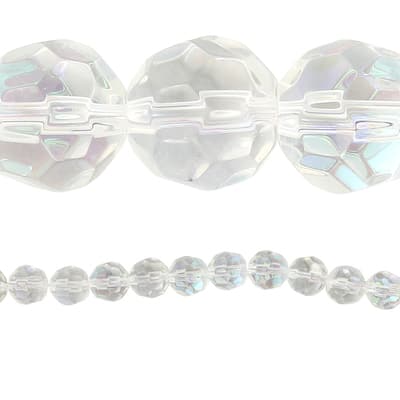 Crystal AB Faceted Glass Round Beads, 10mm by Bead Landing™