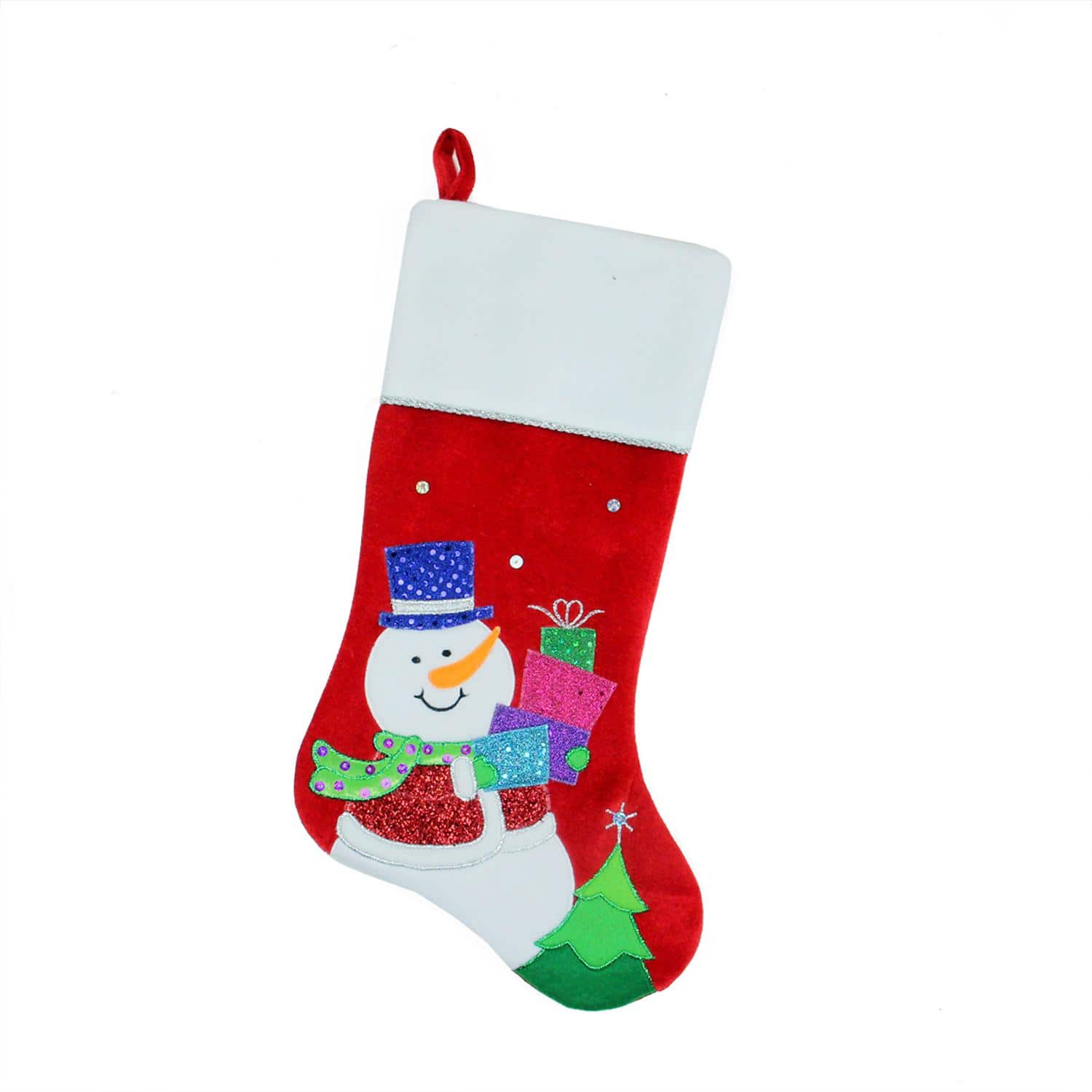 20.5" Embroidered Snowman with Glitter Presents Stocking By Northlight | Michaels®