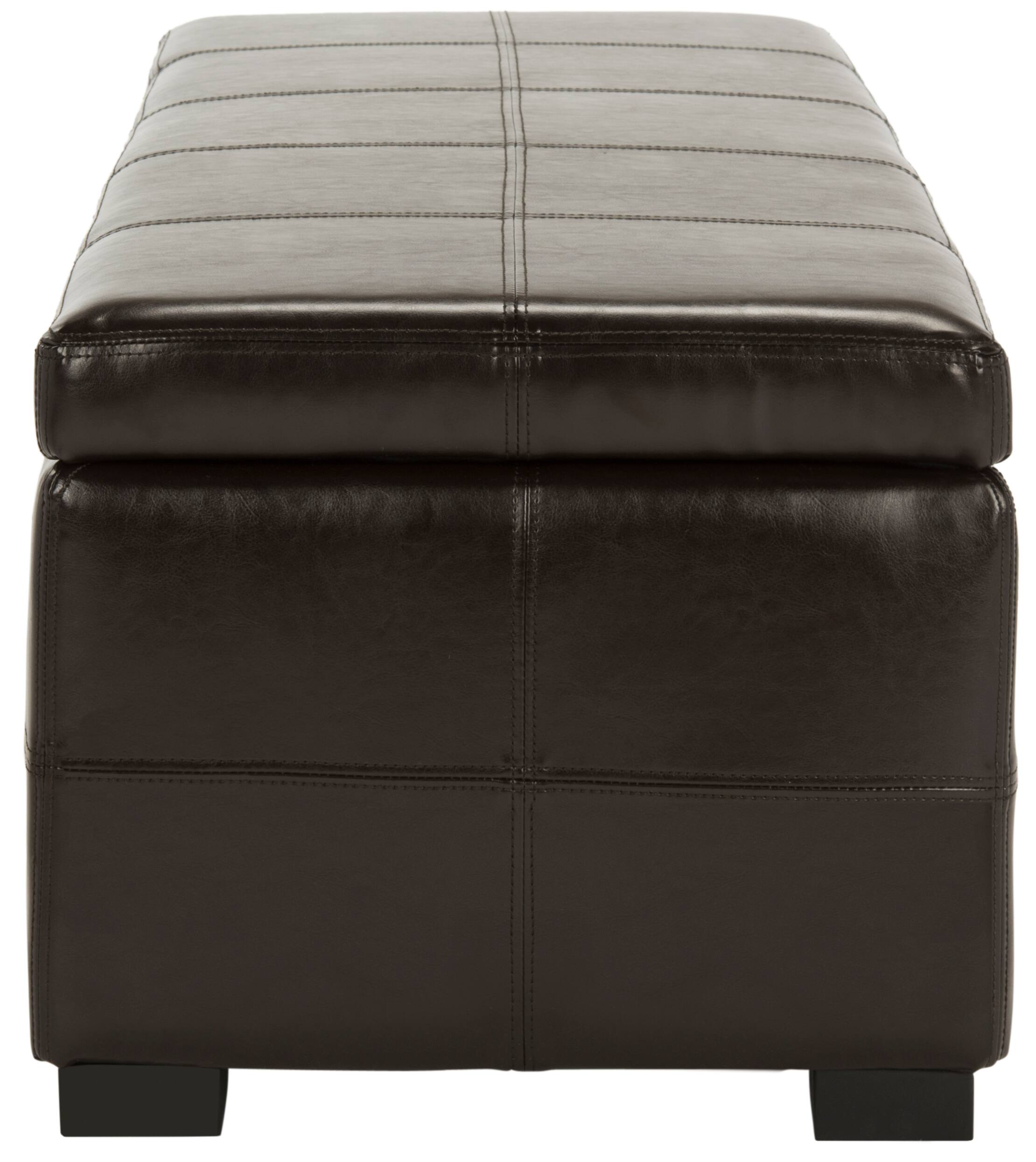 Madison Large Storage Leather Bench in Brown