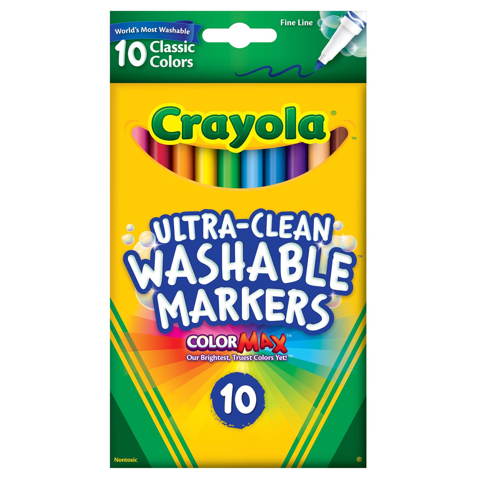 12 Packs: 10 ct. (120 total) Crayola® Ultra-Clean Fine Line Classic Color Markers