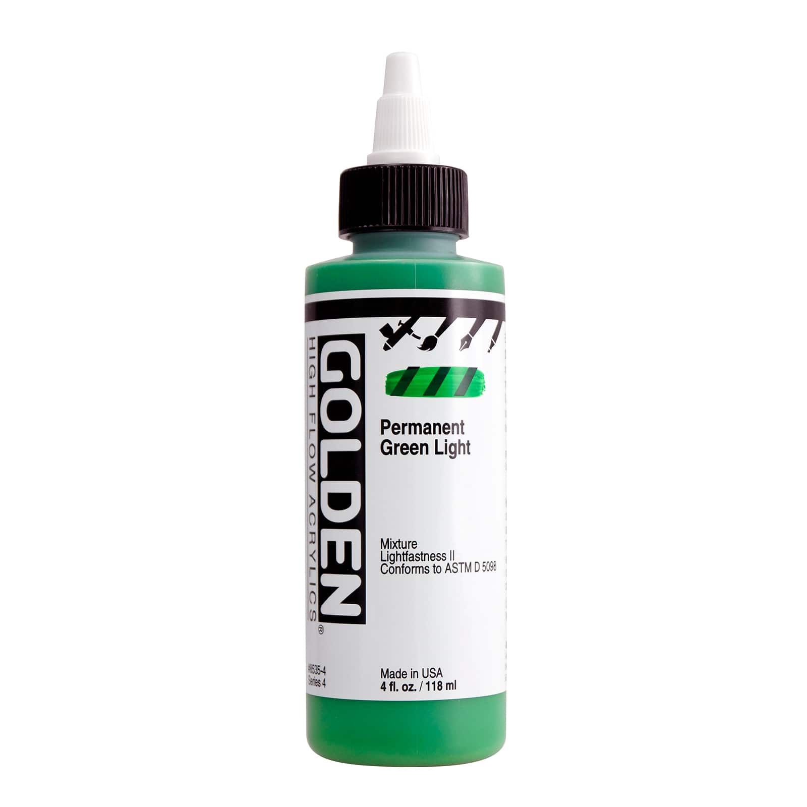Golden High Flow Acrylics 4 oz Paint in Permanent Green Light