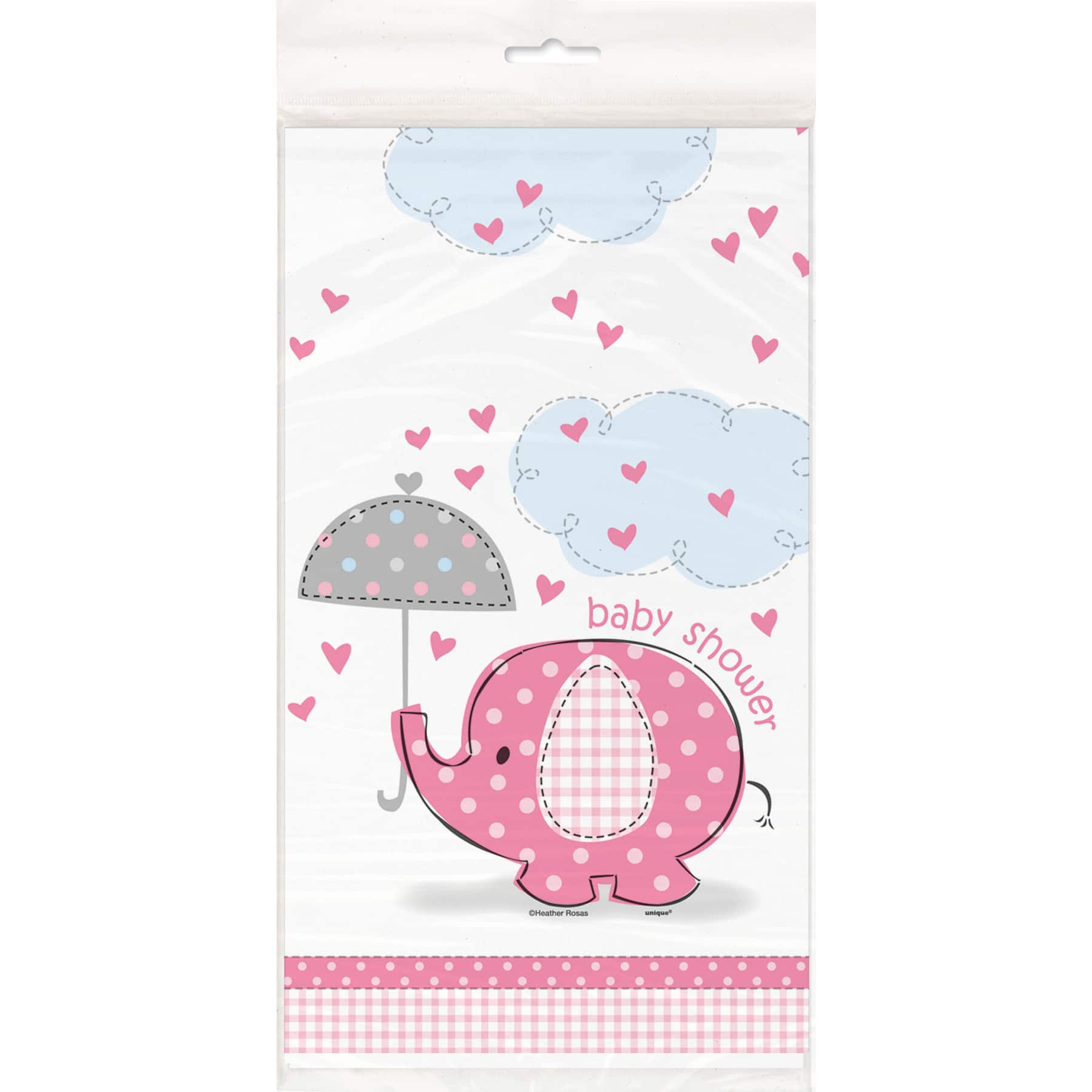 Plastic Pink Elephant Baby Shower Table Cover Girl Baby Shower