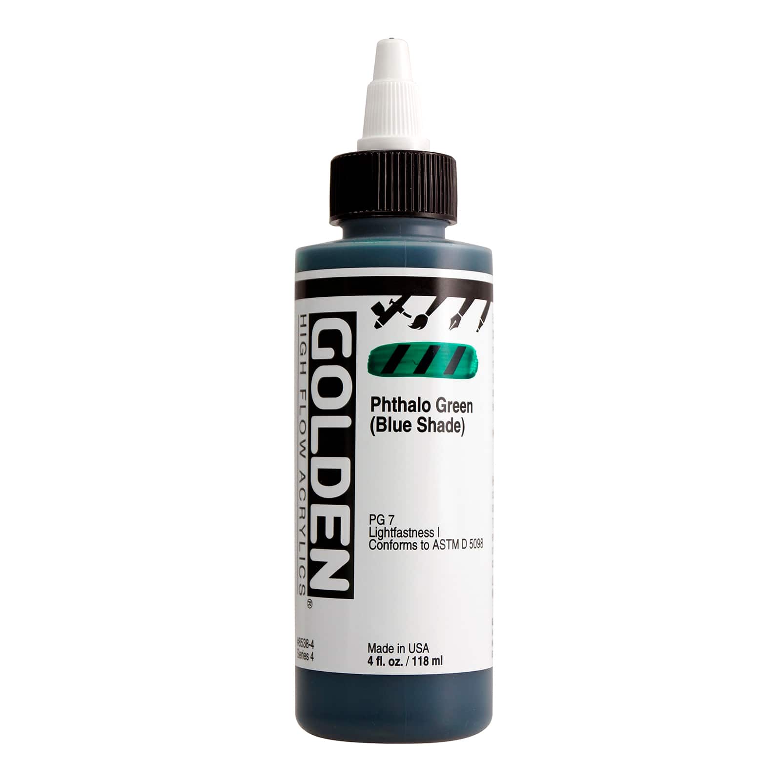 Golden High Flow Acrylics 4 oz Paint in Phthalo Green (Blue Shade) - D022492S - Art and Craft Paint These acrylic paints have an ink-like consistency  sku D022492S