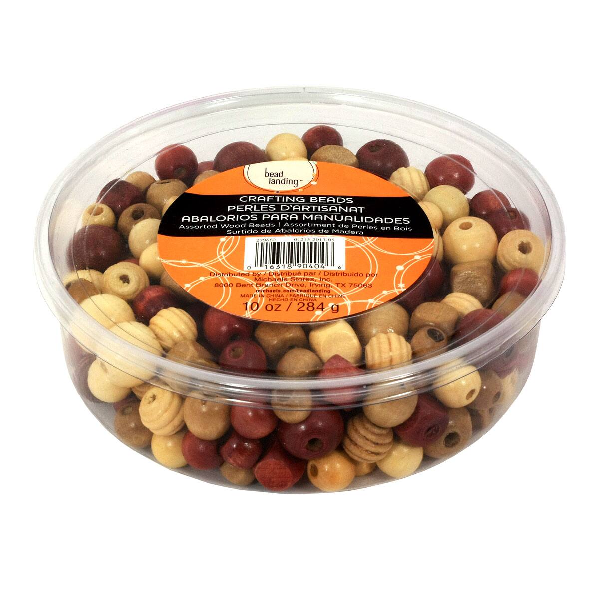 Bead Landing™ Bucket of Assorted Wood Beads