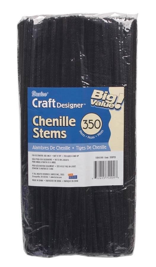 6mm Chenille Stems Big Value 350Pack, Black
