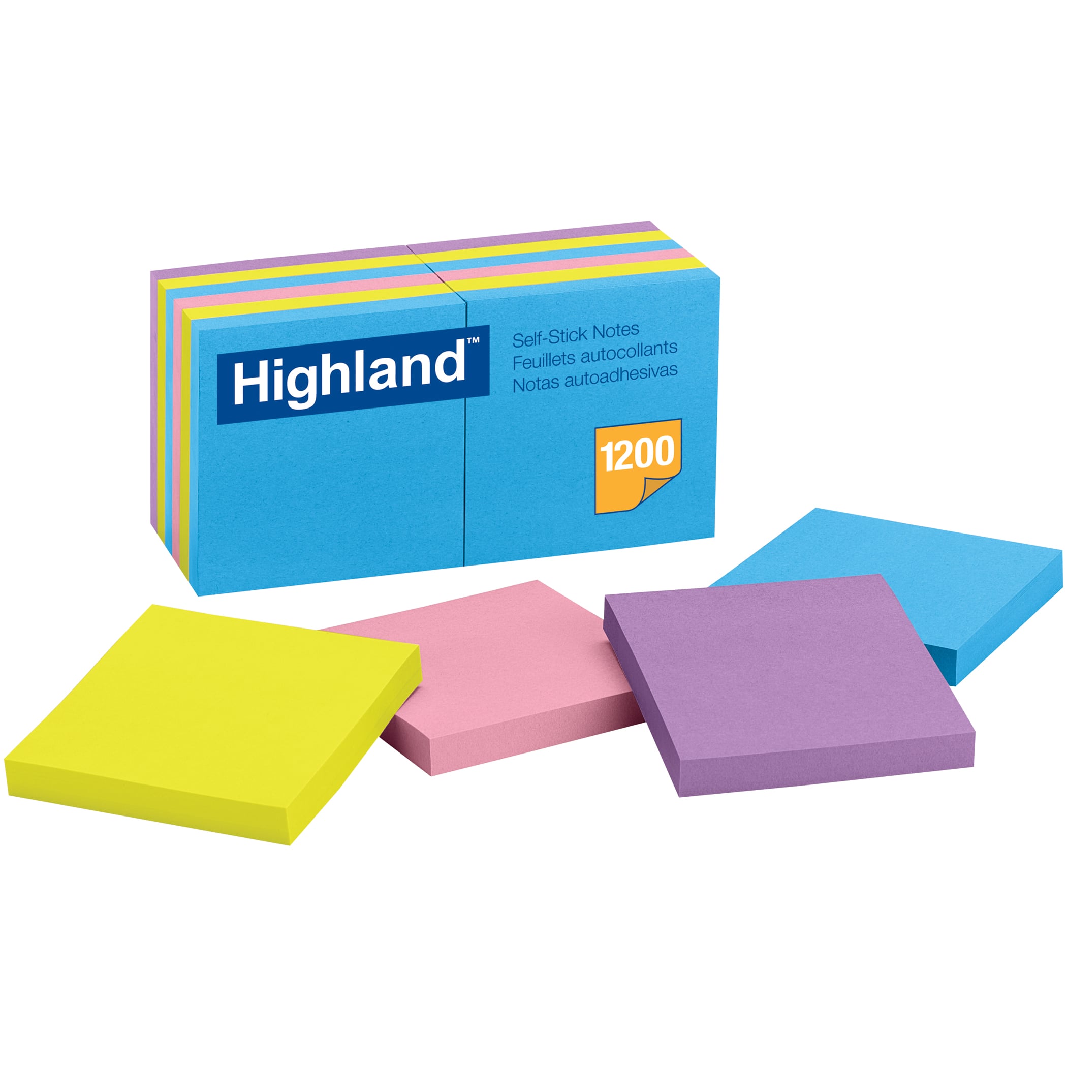 Highland&#x2122; Self-Stick Removable Notes, 3&#x22; x 3&#x22;, 12 Pads
