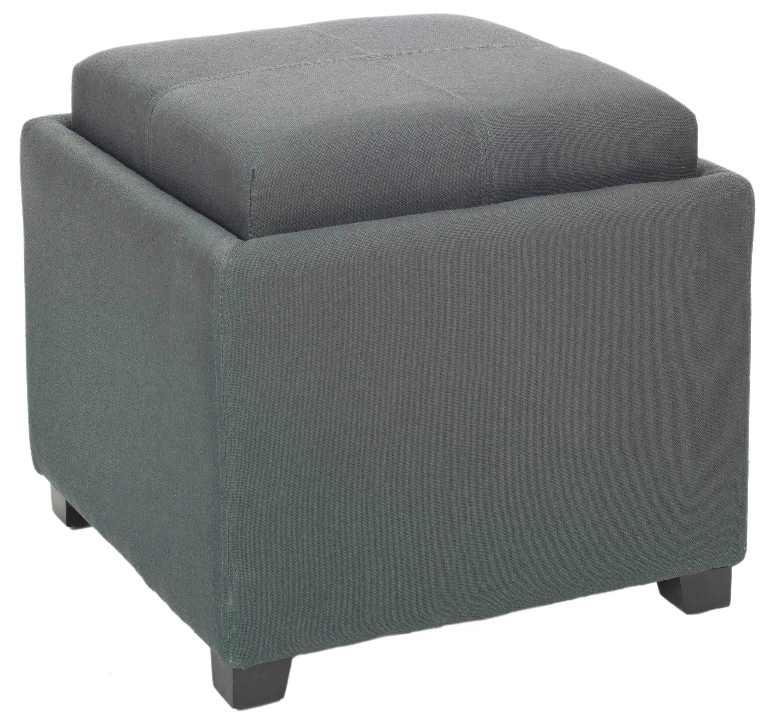 Harrison Single Tray Linen Ottoman in Graphite