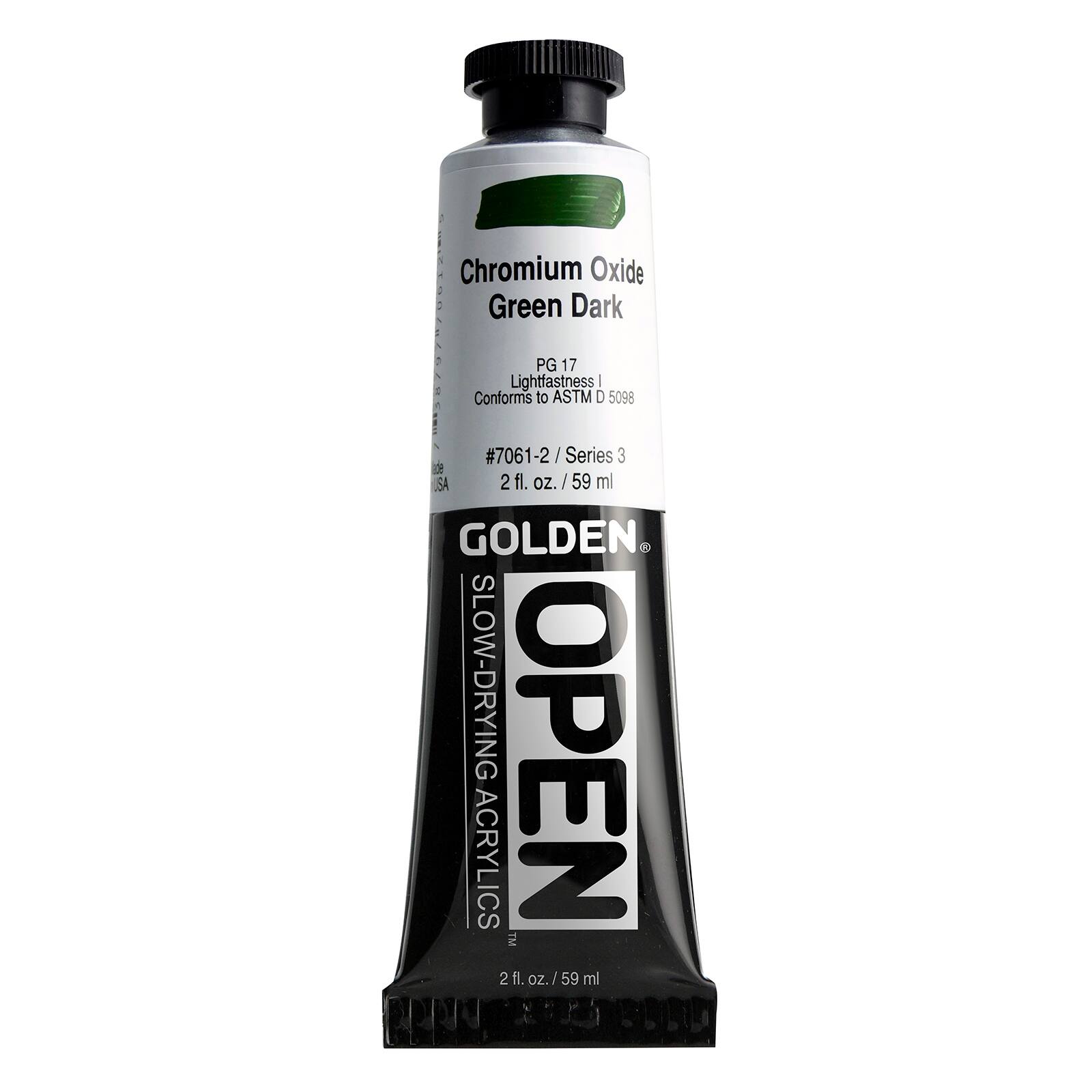Golden OPEN Slow-Drying Acrylics, 2 oz Paint in Chromium Oxide Green Dark