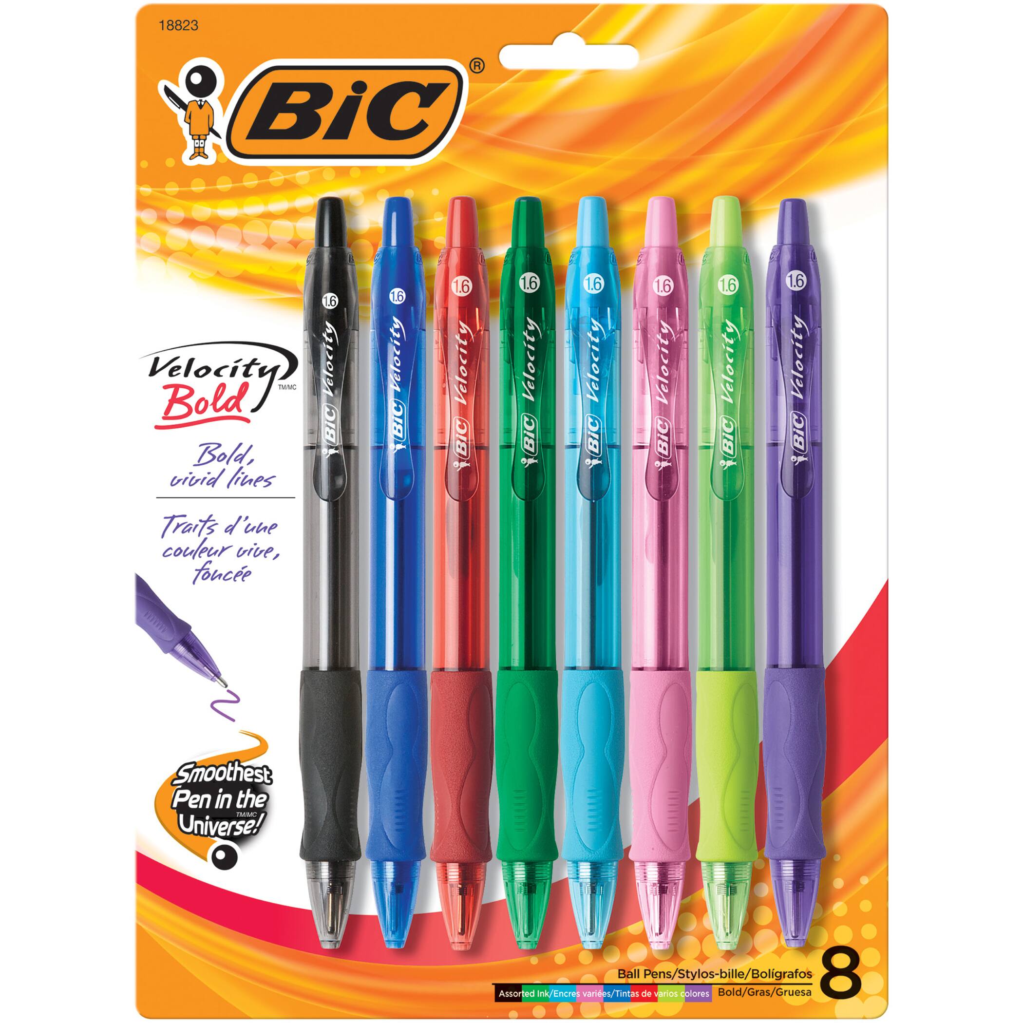 BiC&#xAE; Velocity&#xAE; Bold Fashion Retractable Ball Pens, 3 Packs