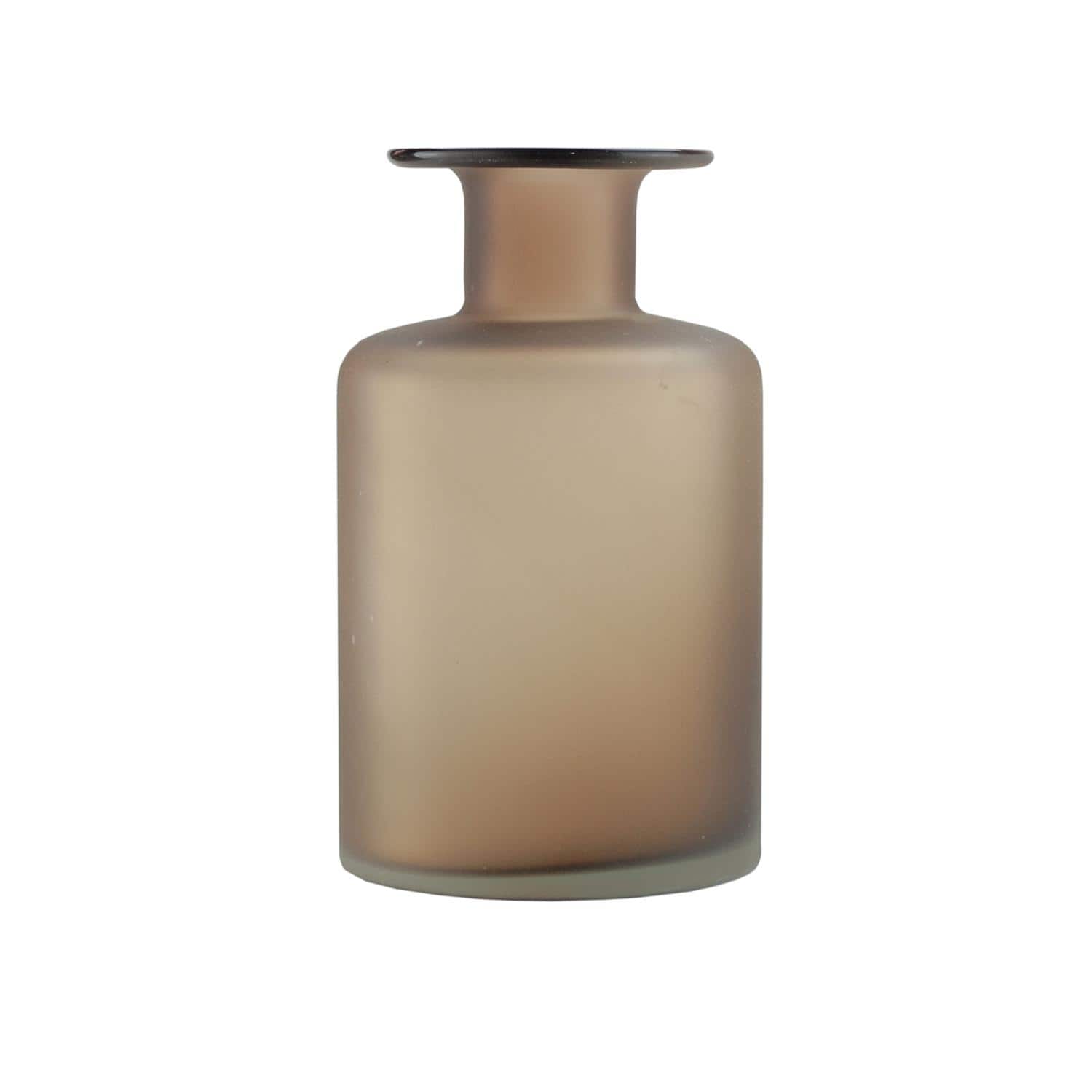 9.75" Glass Vase with Sandblasted Finish, Umber Brown