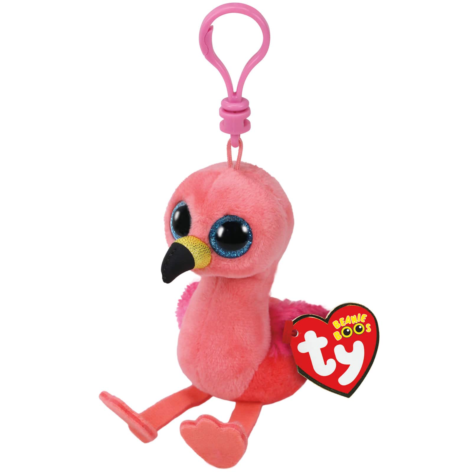 Ty Beanie Boo Gilda the Flamingo Keyring Clip New with Tags 