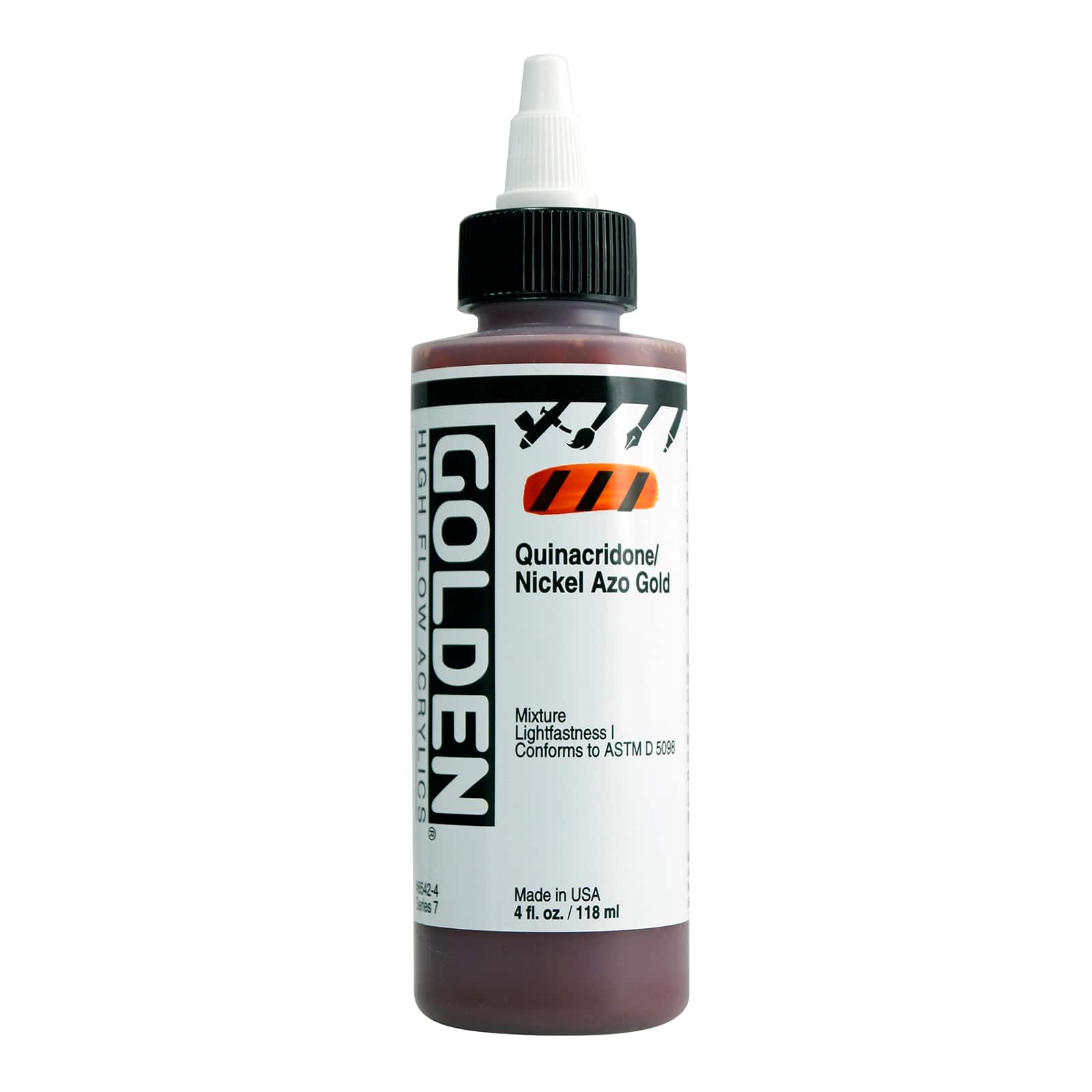 Golden High Flow Acrylics 4 oz Paint in Quinacridone Nickel Azo Gold