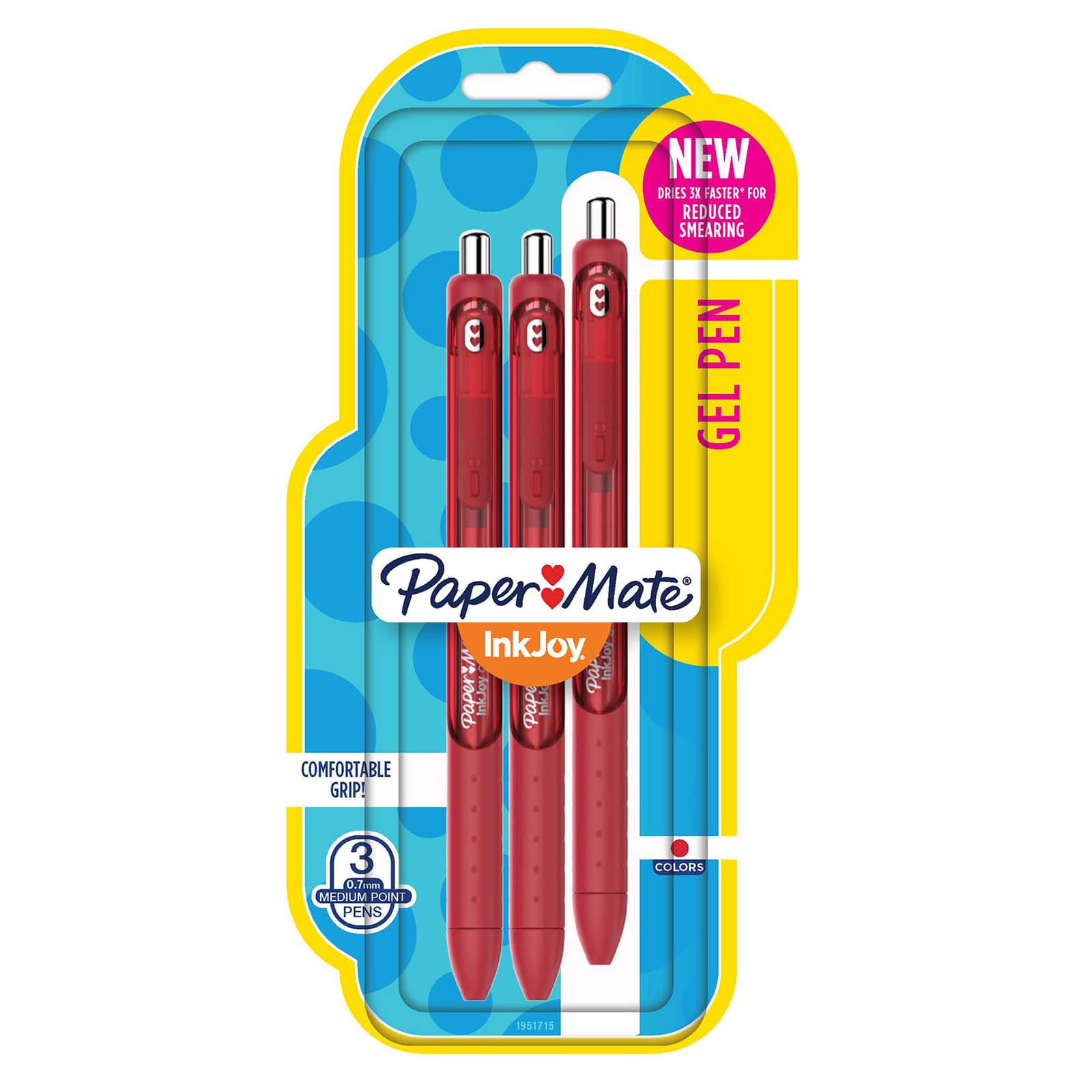 Paper Mate 1951715 InkJoy GEL Pens Medium Point 0.7mm Red 3 Count for sale online 