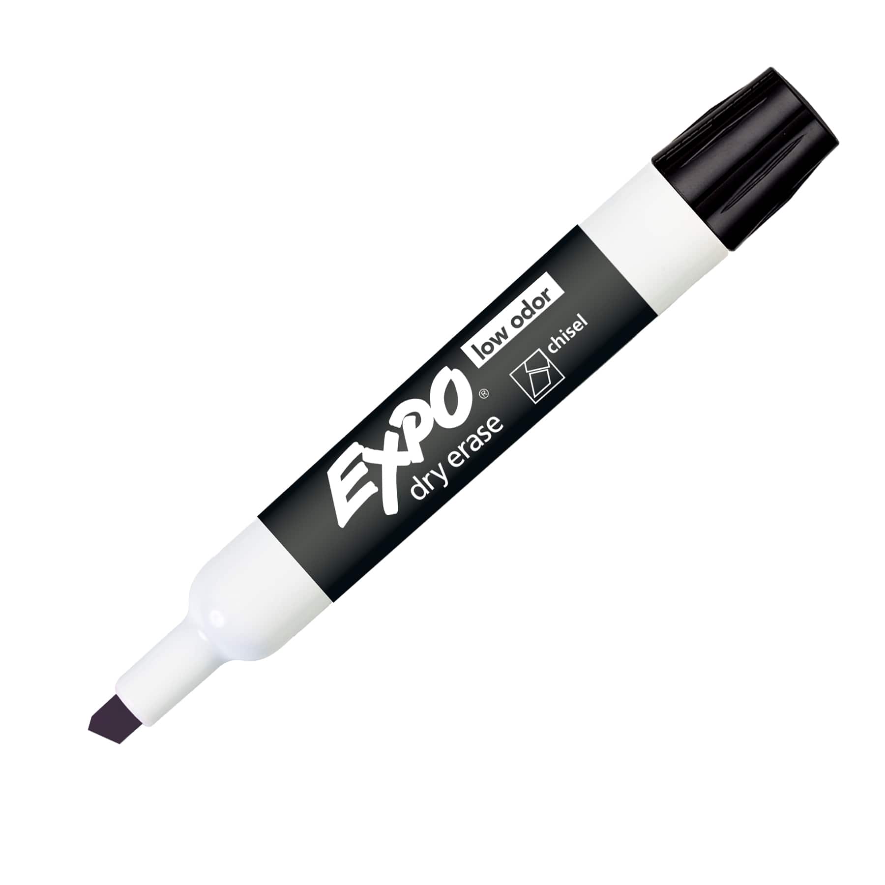 Expo&#xAE; Low Odor Dry Erase Marker, Chisel Tip, Black, Pack of 24