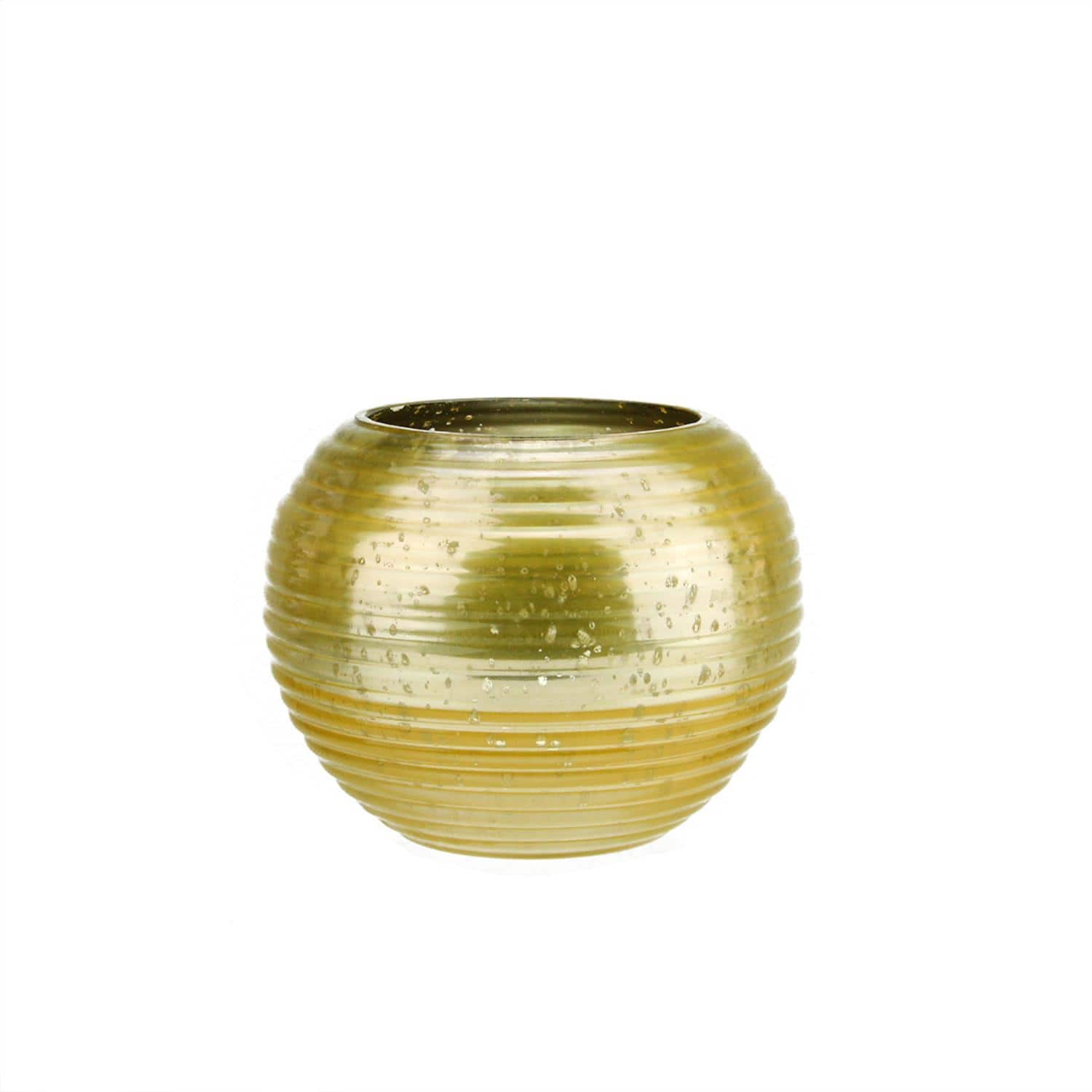 3.25" Yellow & Silver Ribbed Mercury Glass Votive Candle Holders, Set Of 4