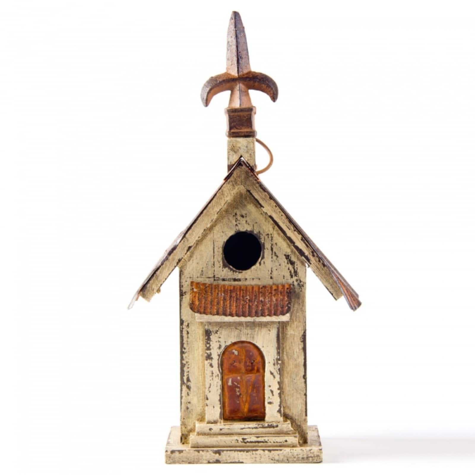 Glitzhome&#xAE; Tall Distressed Wood Church Bird House