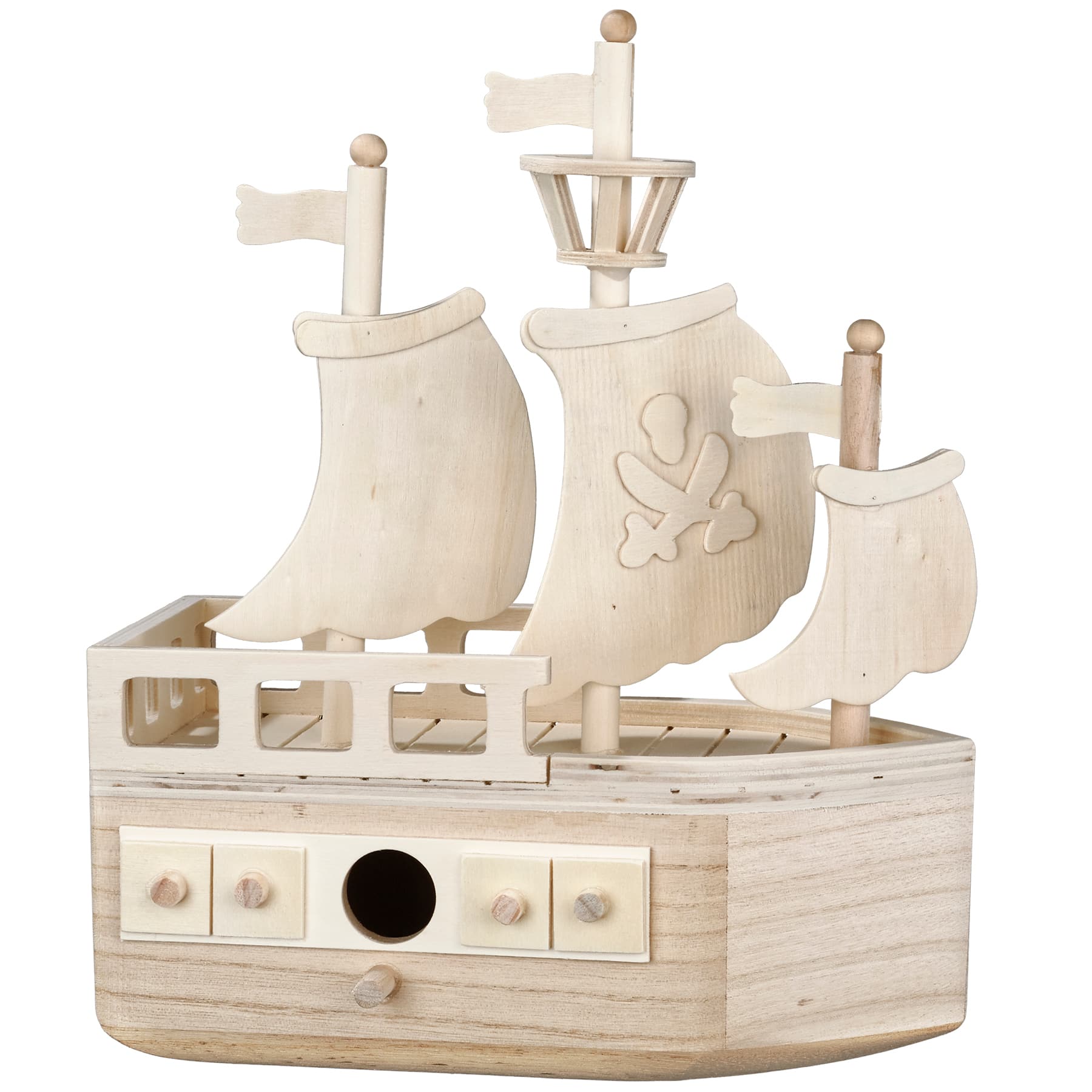 8 Pack: 11&#x22; Pirate Ship Wooden Birdhouse by Make Market&#xAE;