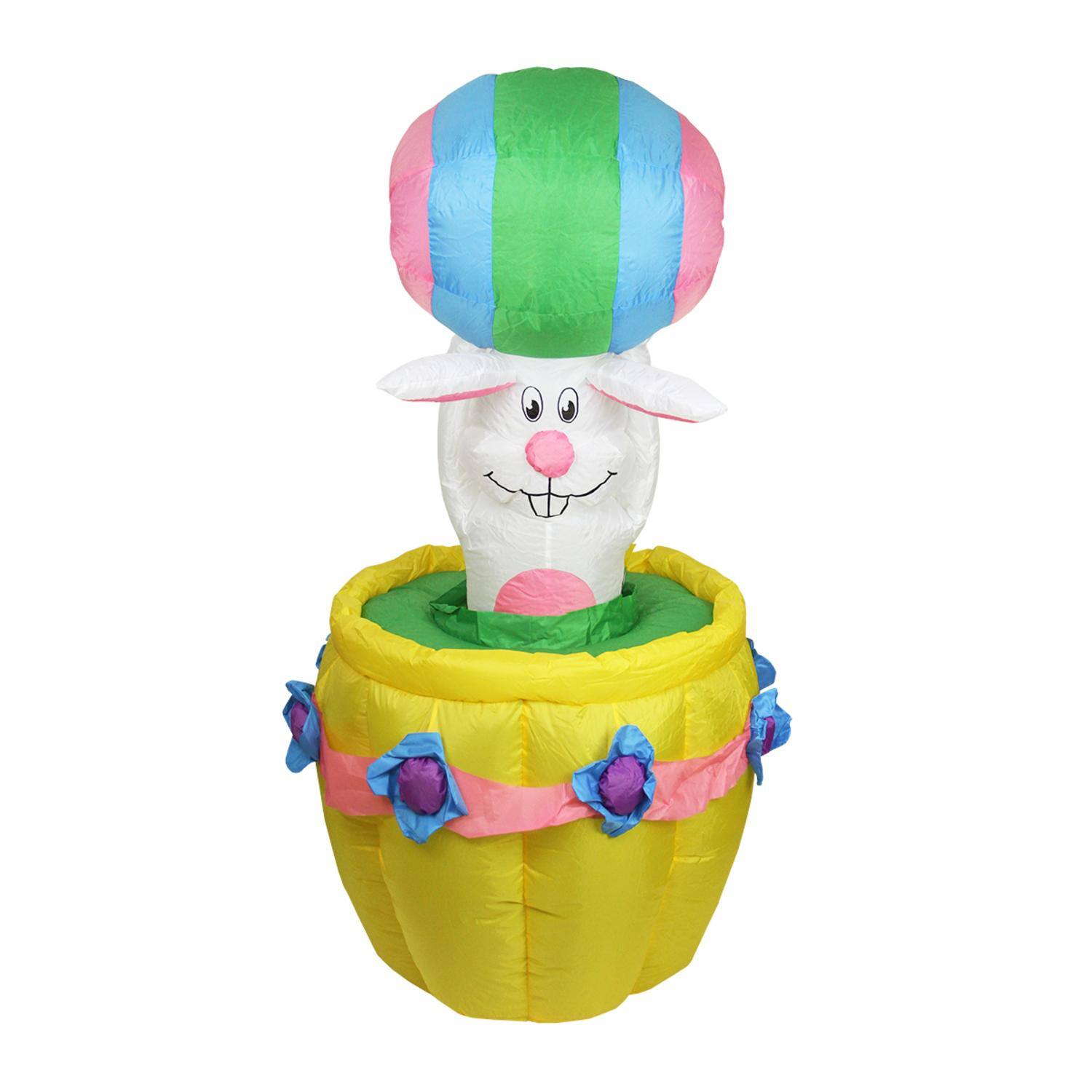 5.5ft Inflatable Animated & Lighted Easter Bunny Basket