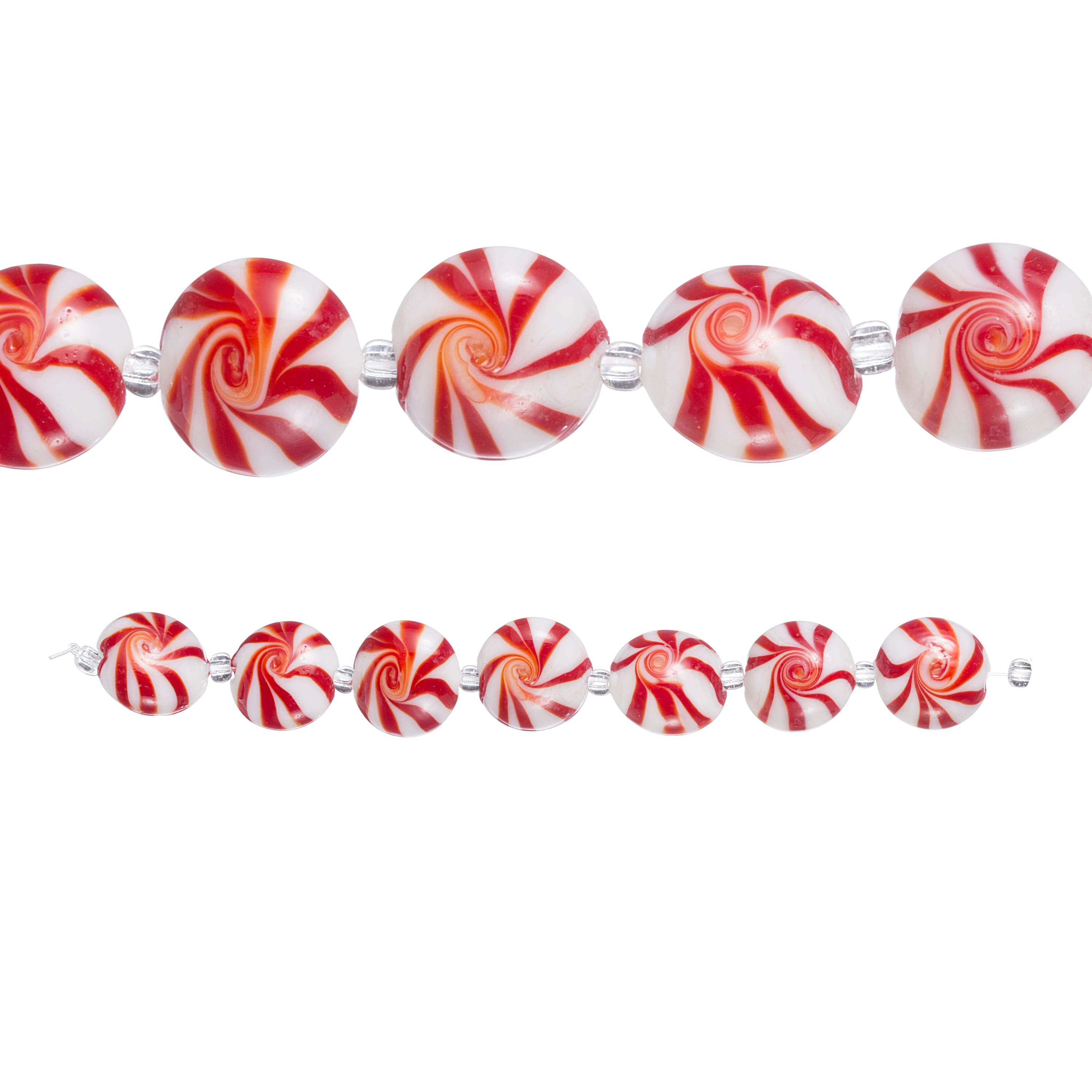 Awesome Glass Lampwork Candy Cane Beads 1 lot of 20 beads total.