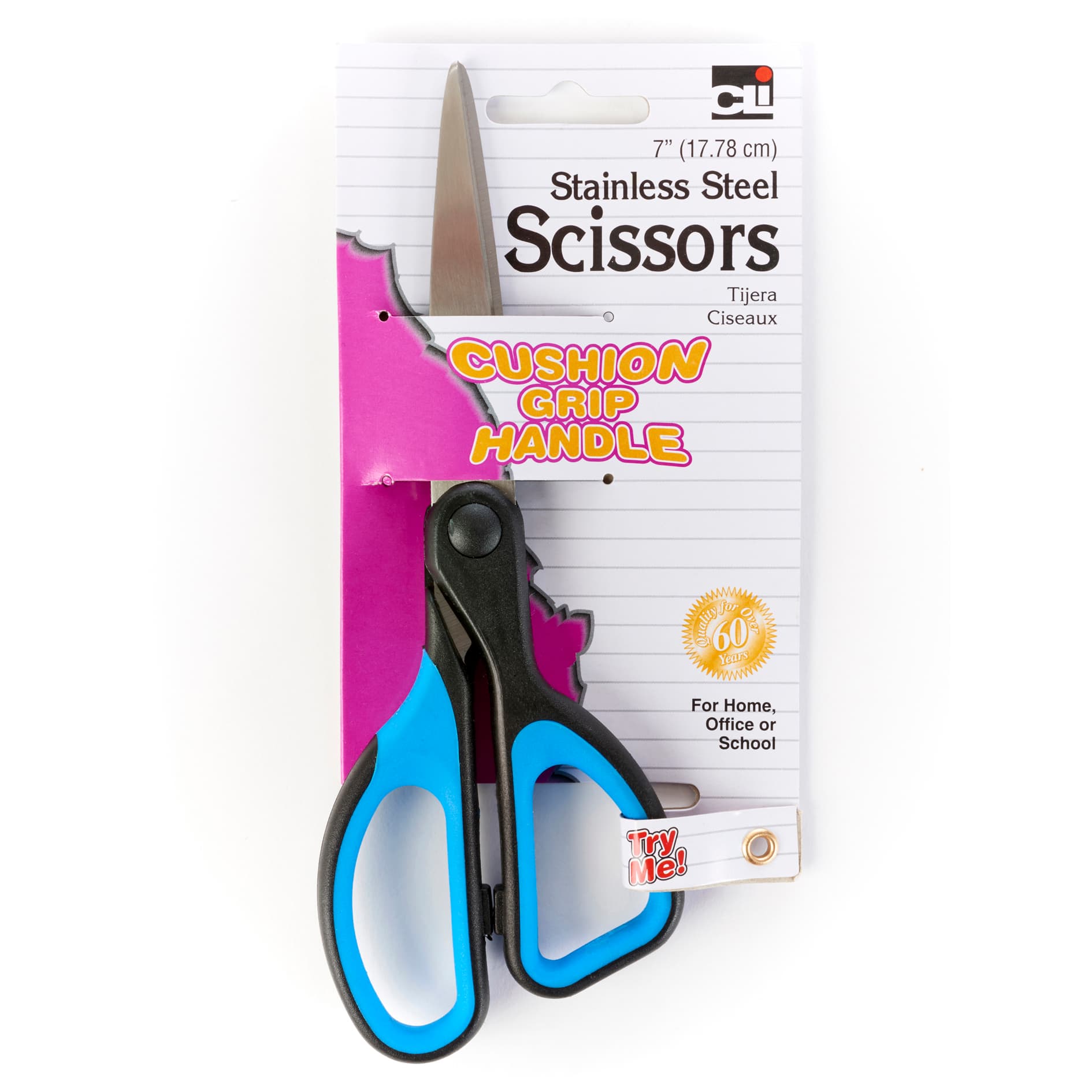 7 Straight Stainless Steel Cushion Grip Scissors, Pack of 12