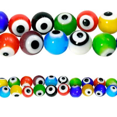 Multicolor Eyeball Glass Round Beads, 8mm by Bead Landing™ image