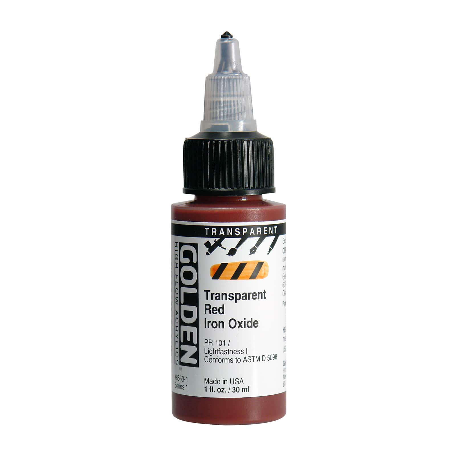 Golden High Flow Acrylics, 1 oz Paint in Transparent Red Iron Oxide