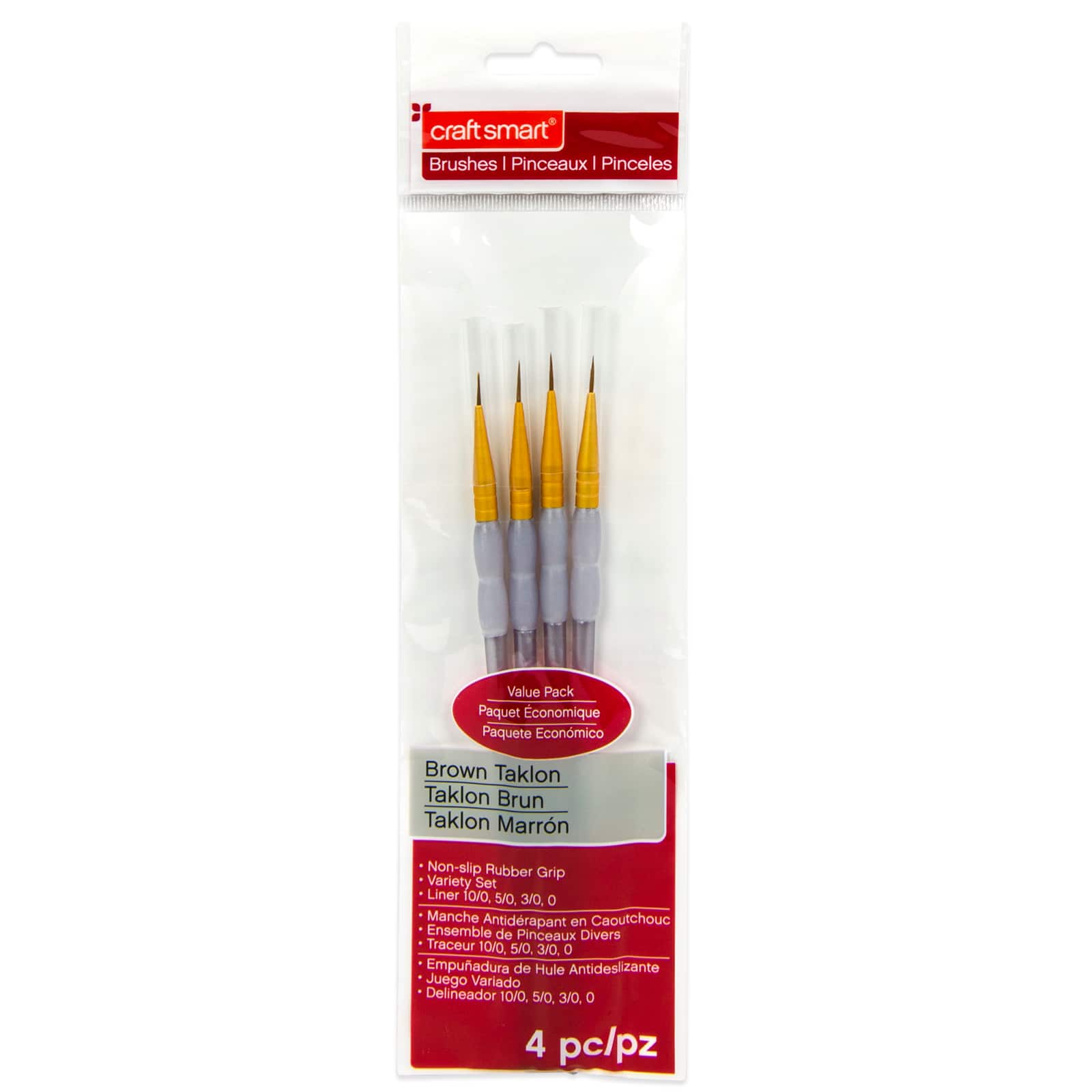 9 Packs: 4 ct. (36 total) Brown Taklon Liner Brushes Value Pack by Craft Smart&#xAE;