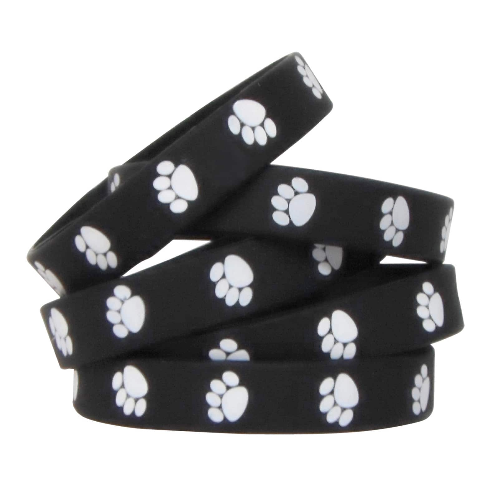 Black with White Paw Prints Wristband Pack